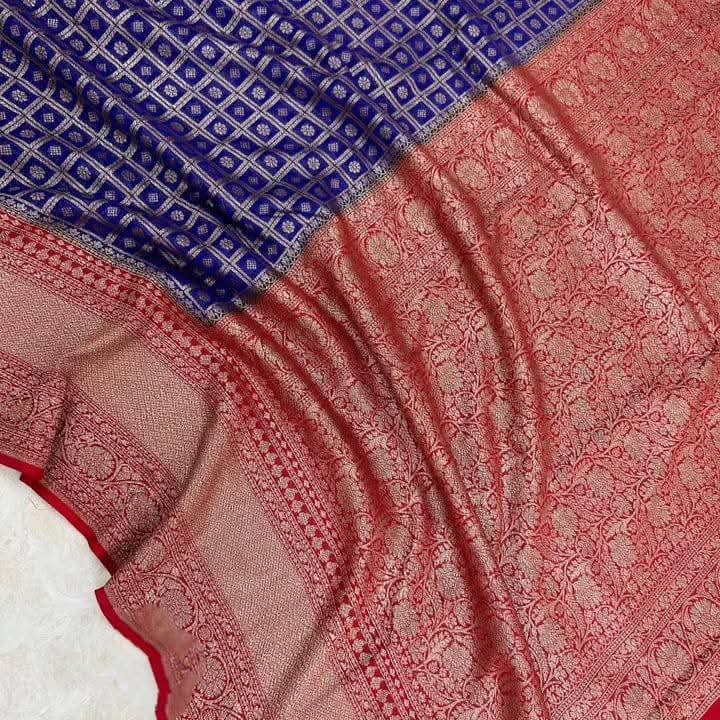 BANARASI HANDLOOM PURE KHADI GEORGETTE SAREE