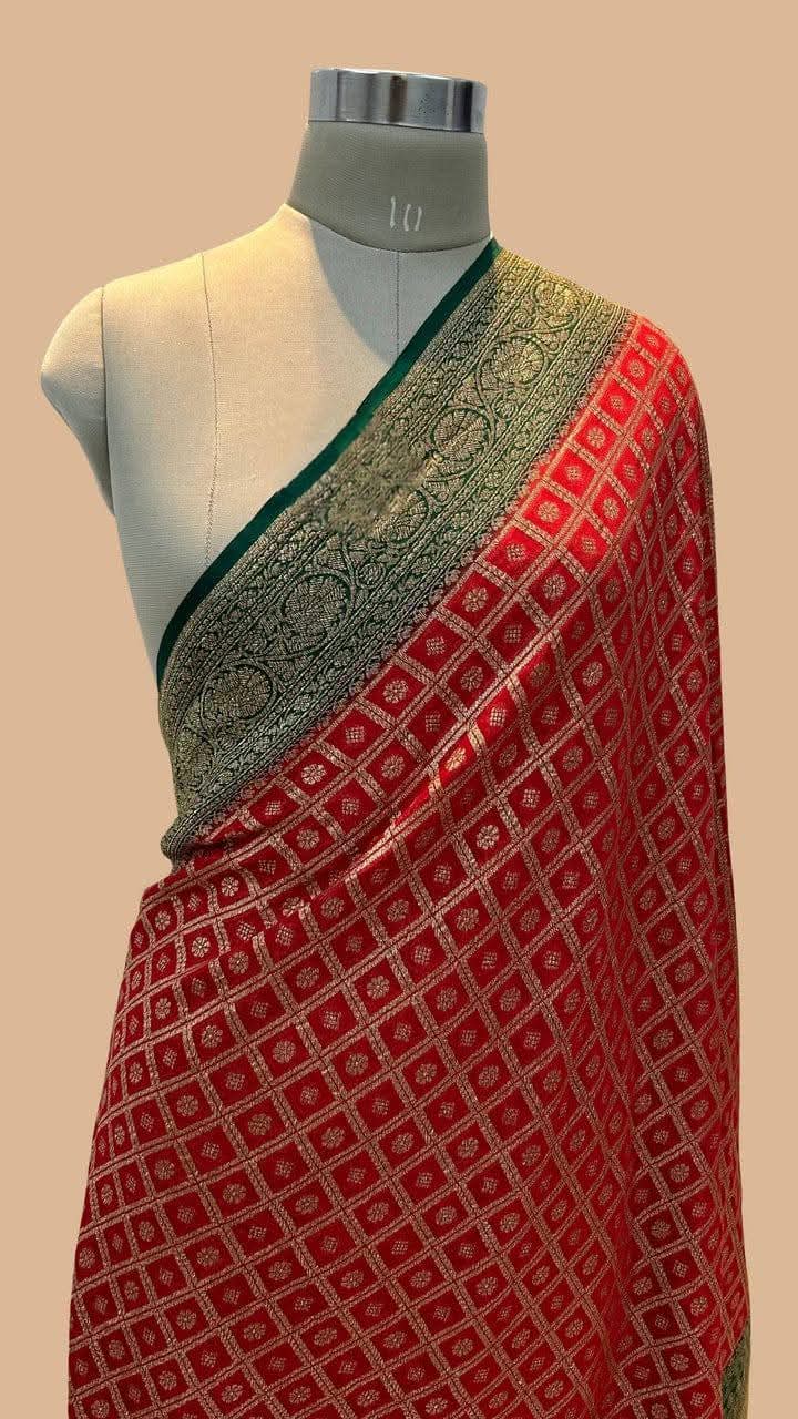 BANARASI HANDLOOM PURE KHADI GEORGETTE SAREE