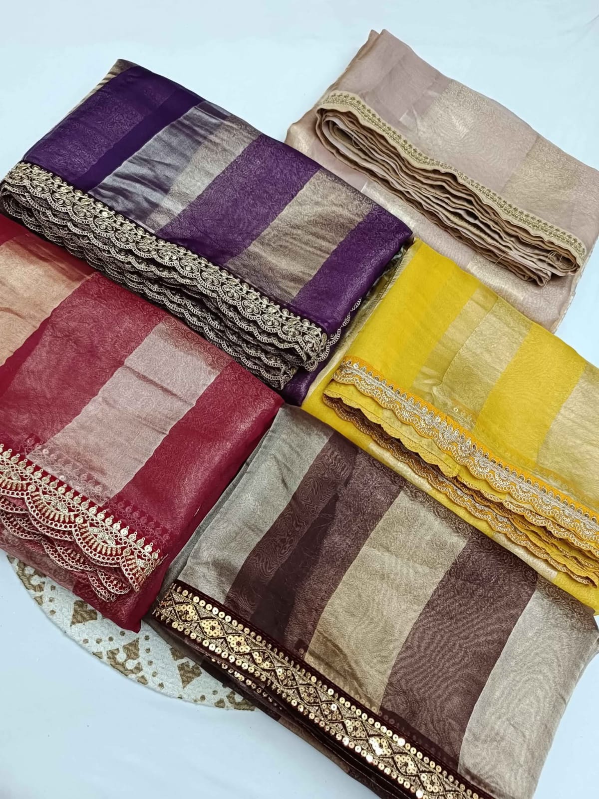 BANARASI PURE TISSUE KORA STRIP SILK SAREE