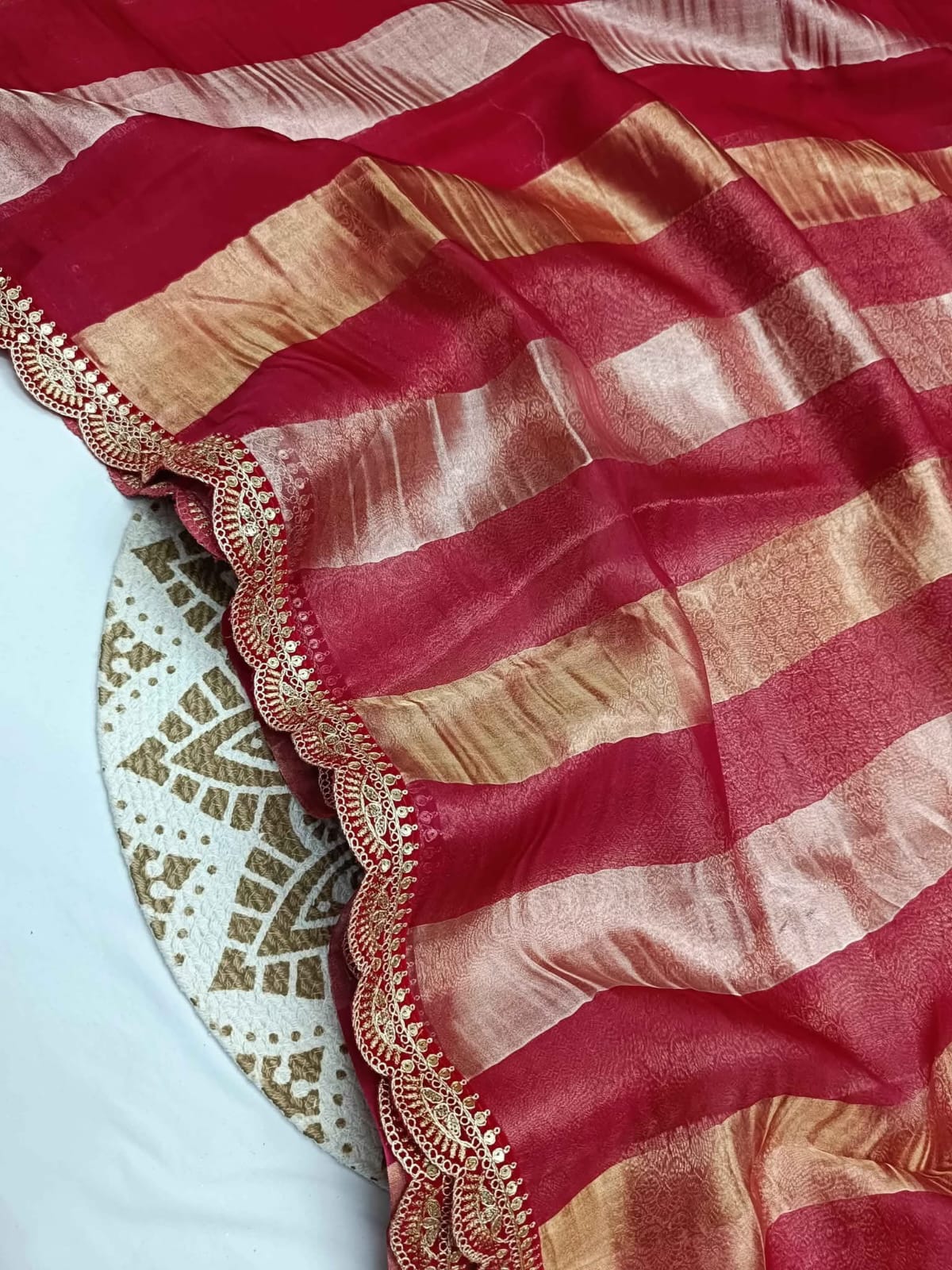 BANARASI PURE TISSUE KORA STRIP SILK SAREE