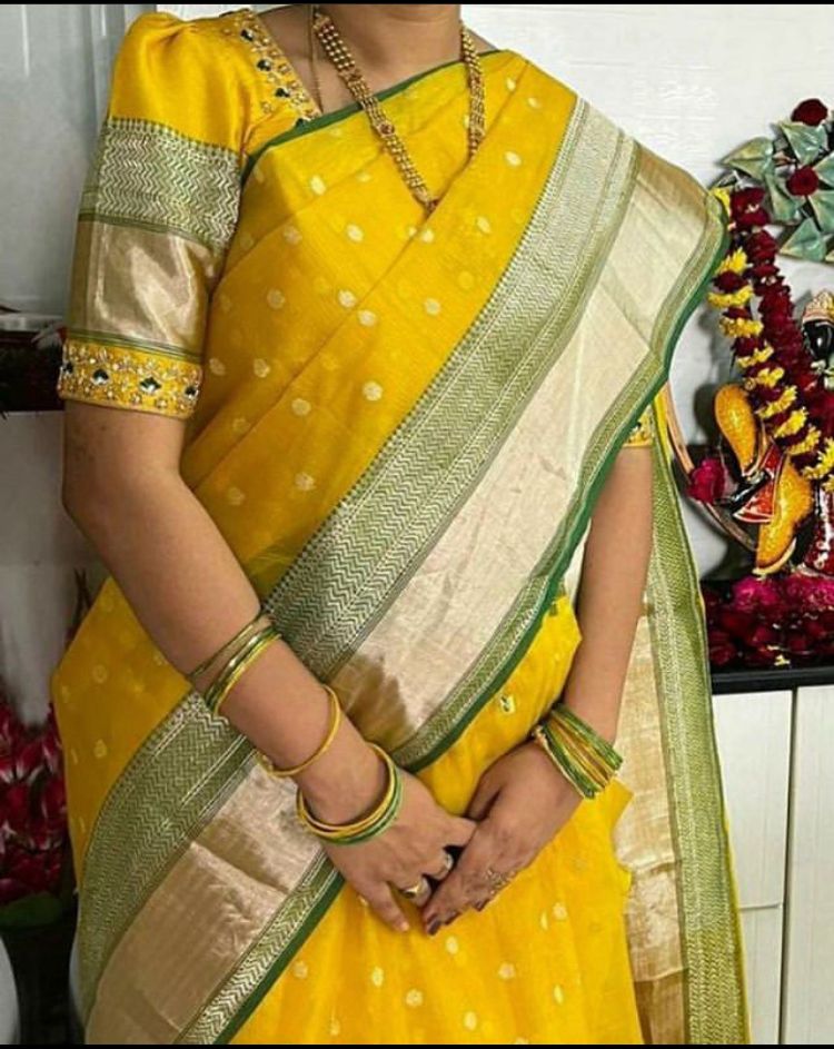 Premium Chanderi Katan Silk Saree with Heritage Detailing