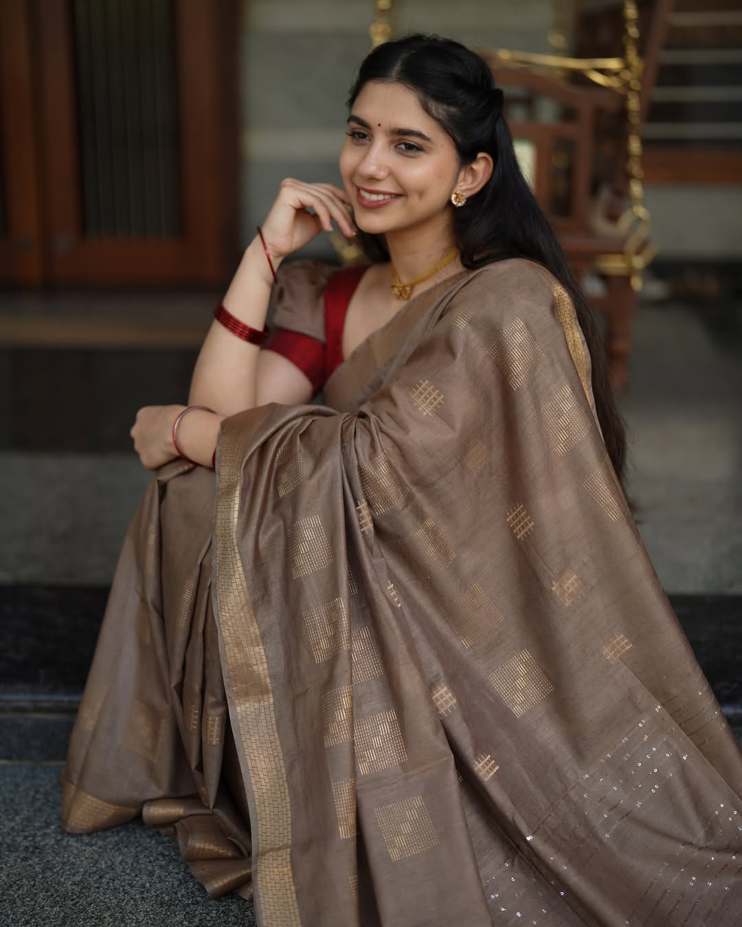 Elegant Charm – Kota Viscose/Semi Silk Saree with Boota Design