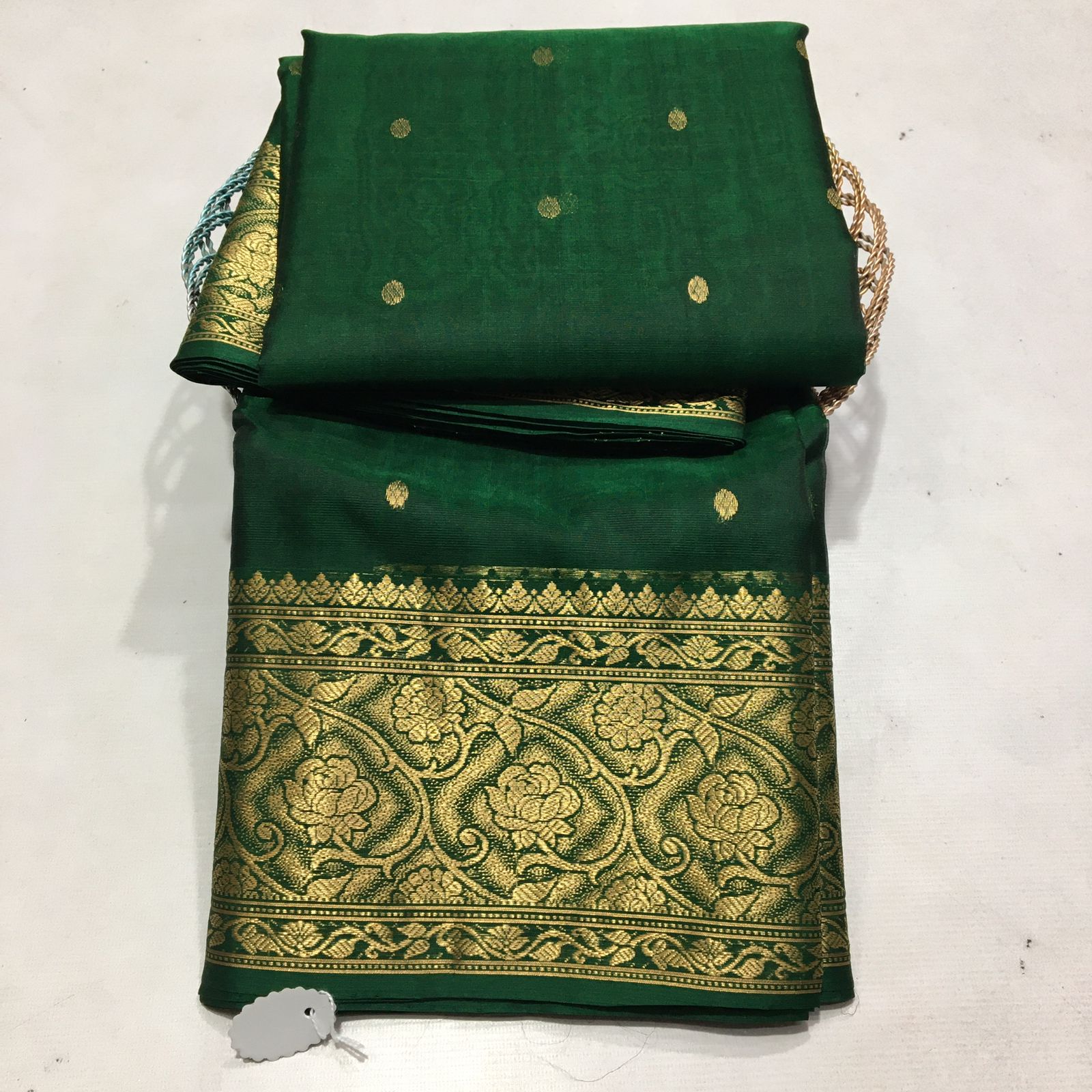 Chanderi Handloom Katan Silk Saree with All-Over Butte, Traditional Nakshi Border & Meenakari Jhad Palla