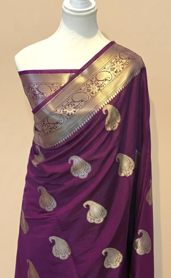 Heritage Woven Banarasi Katan Silk Saree – Kairi Boota Collection