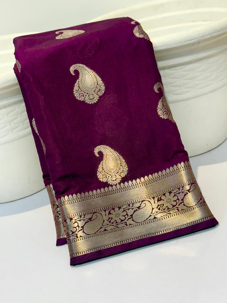 Heritage Woven Banarasi Katan Silk Saree – Kairi Boota Collection