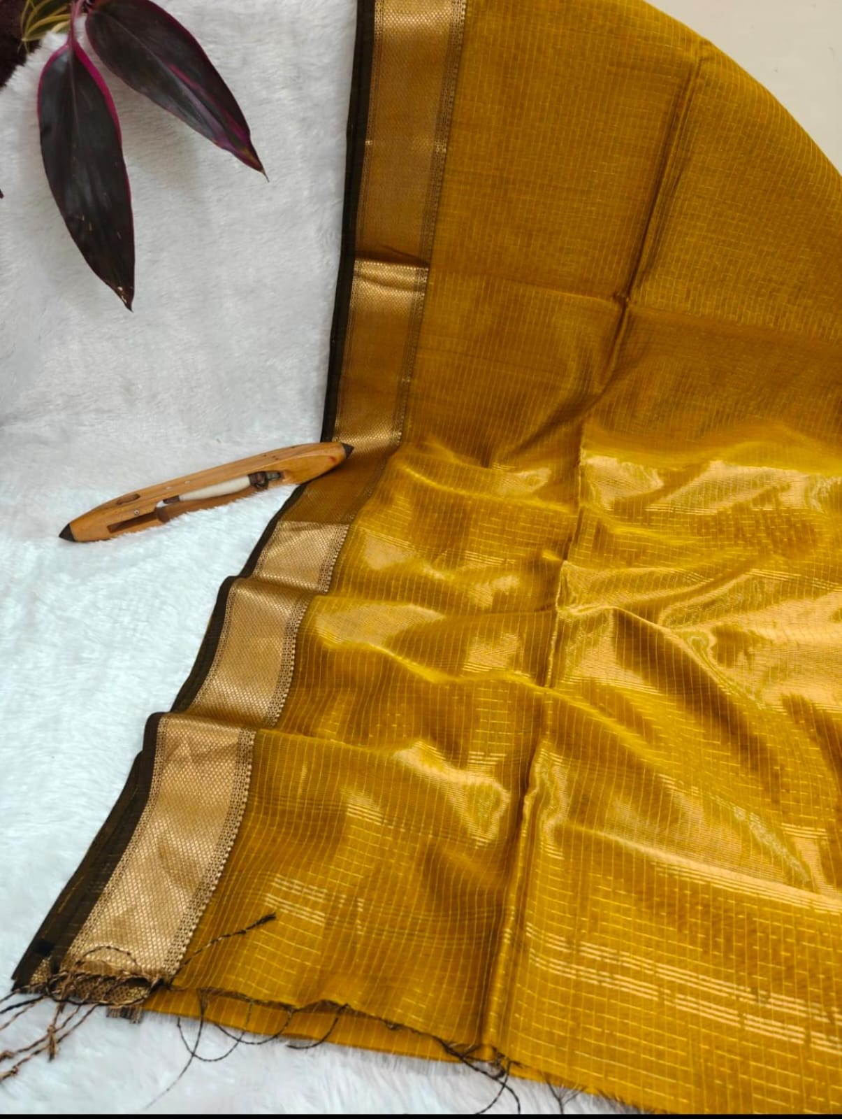 New Color Maheshwari Handloom Silk Saree with Cotton & Golden Jari Border