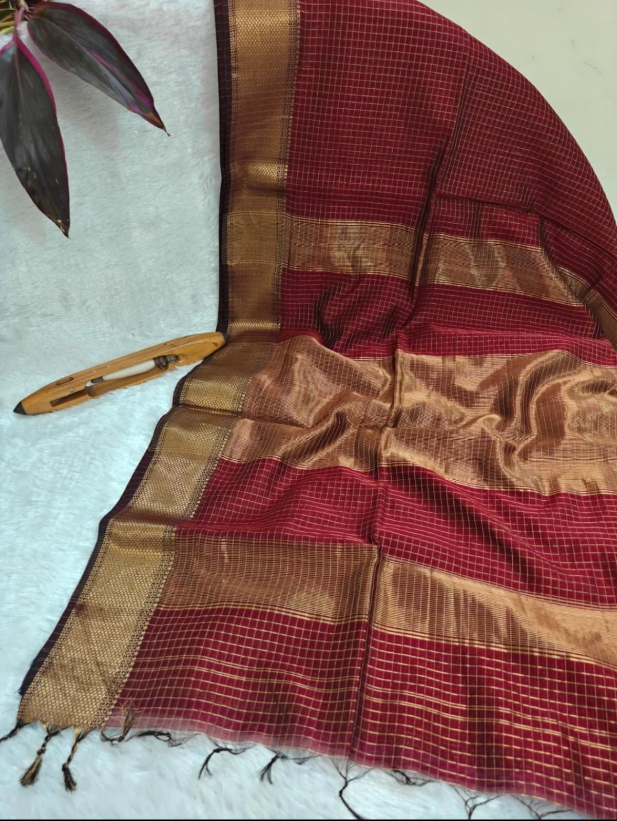 New Color Maheshwari Handloom Silk Saree with Cotton & Golden Jari Border