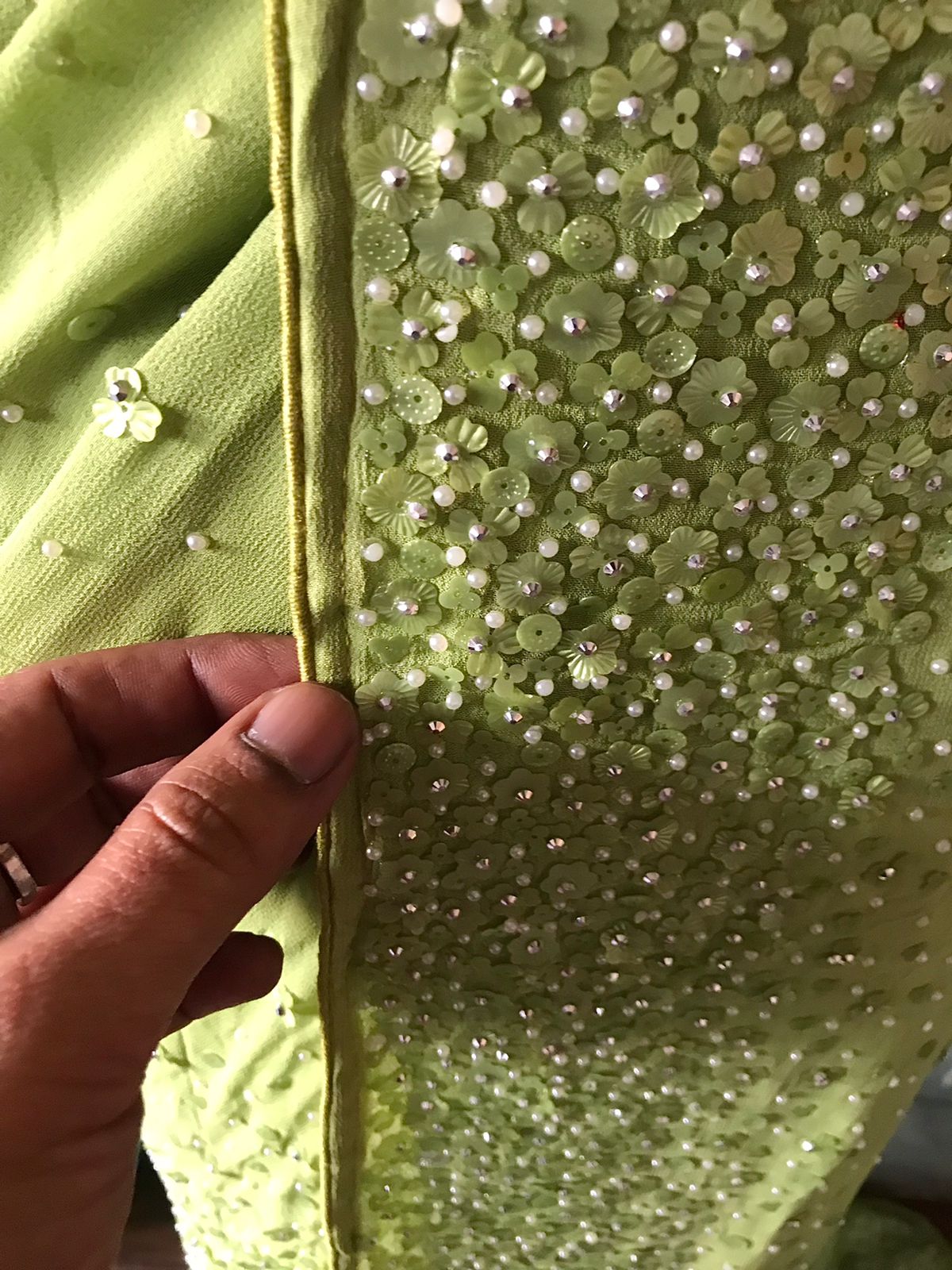 Luxury Georgette Silk Saree with Handcrafted Pearl Sequins Detailing