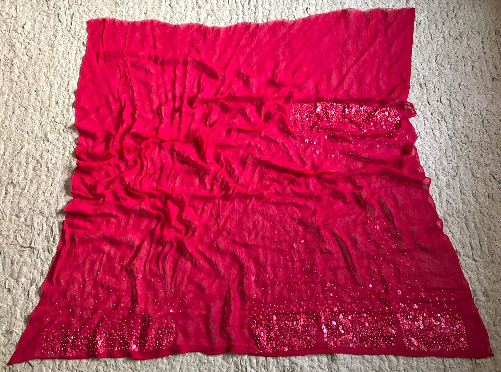 Luxury Georgette Silk Saree with Handcrafted Pearl Sequins Detailing