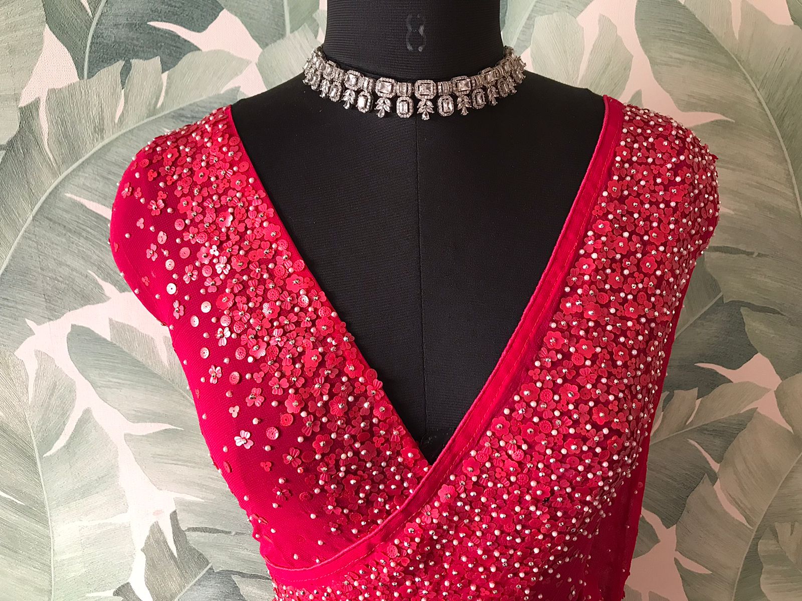 Luxury Georgette Silk Saree with Handcrafted Pearl Sequins Detailing