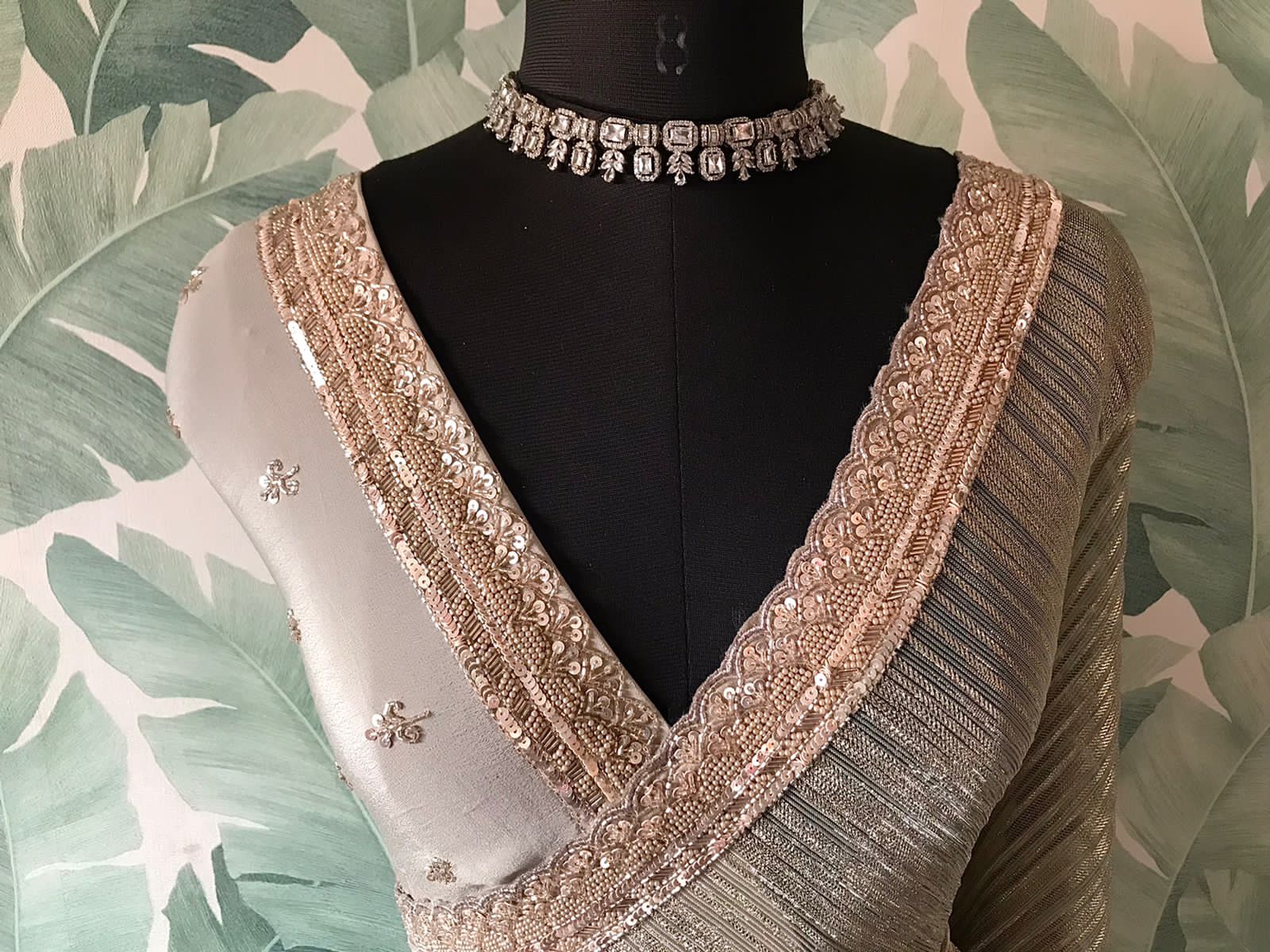 Manish Malhotra-Inspired Metallic Shimmer Lycra Silk Saree with Pearl Cut-Dana Work