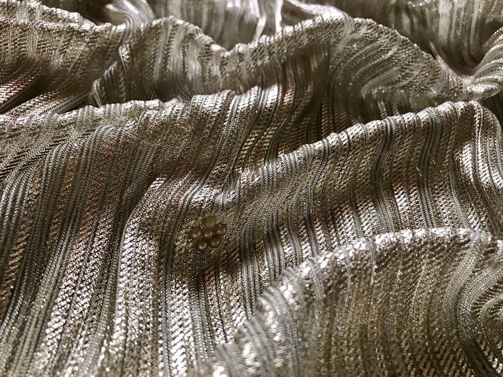 Manish Malhotra-Inspired Metallic Shimmer Lycra Silk Saree with Pearl Cut-Dana Work