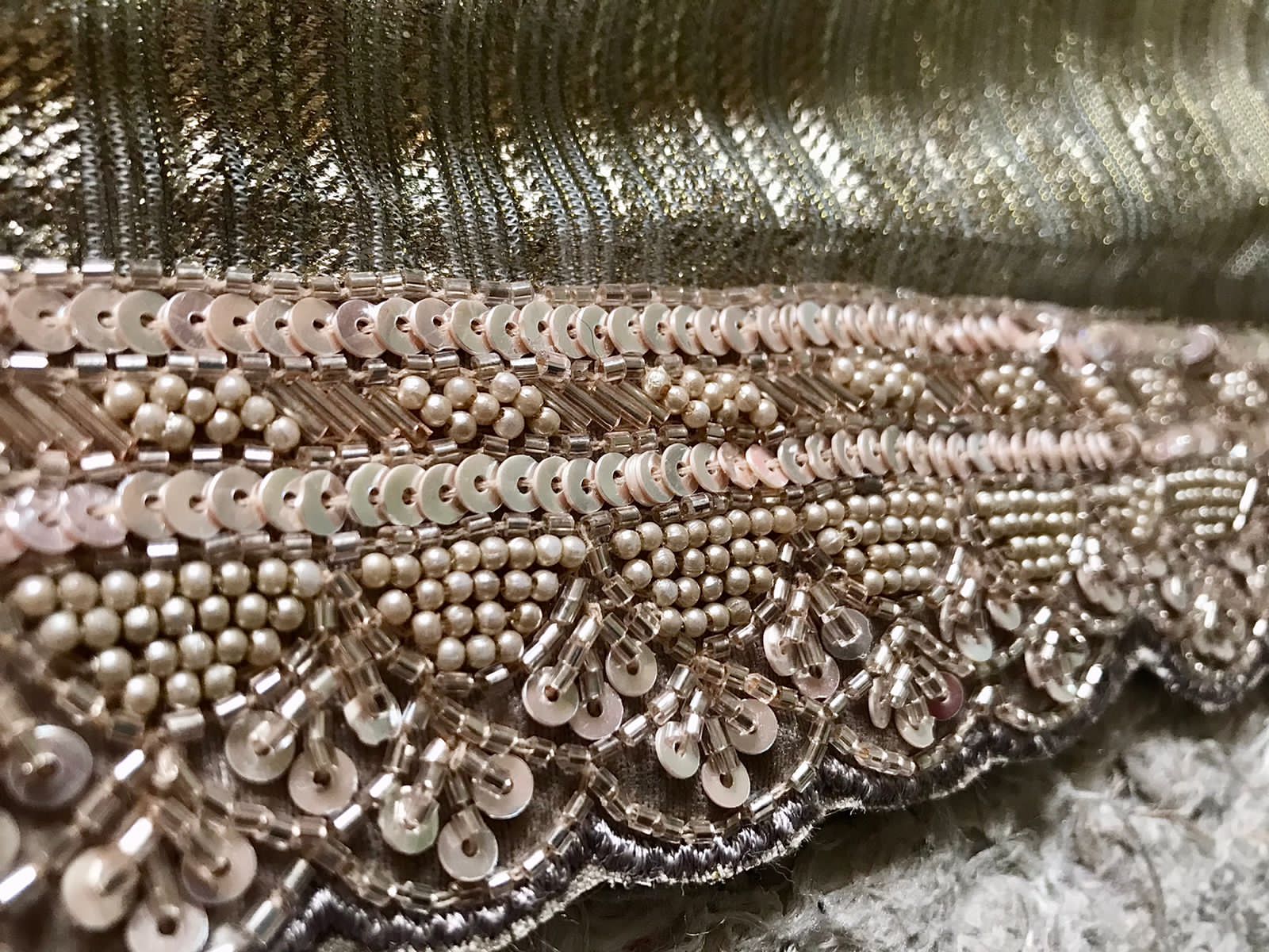 Manish Malhotra-Inspired Metallic Shimmer Lycra Silk Saree with Pearl Cut-Dana Work