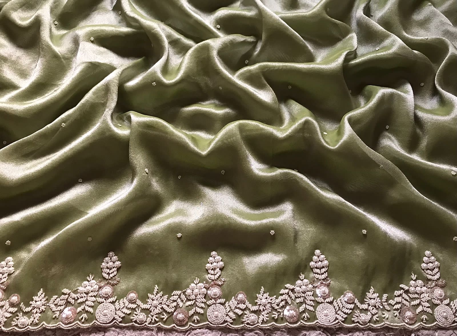 PISTACHIO GREEN KANCHIPURAM ZARI TISSUE SILK SAREE