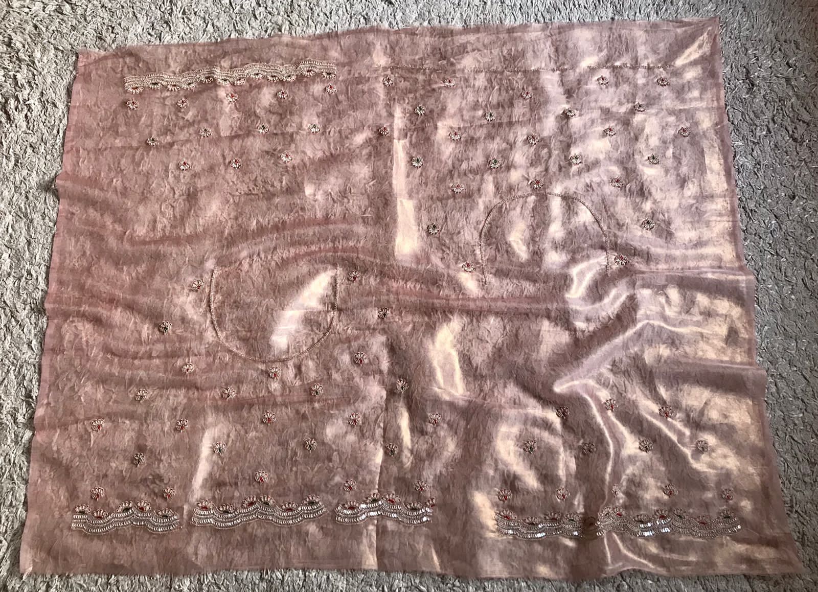 Premium Pure Shimmer Tissue Silk Saree with Intricate Zardozi & Butties Handwork
