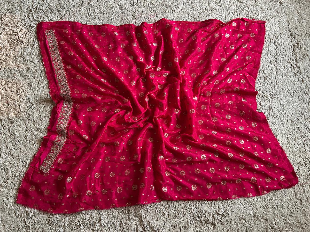 Rani Pink Premium Pure Banarasi Khaddi Georgette Silk Bandhani Saree
