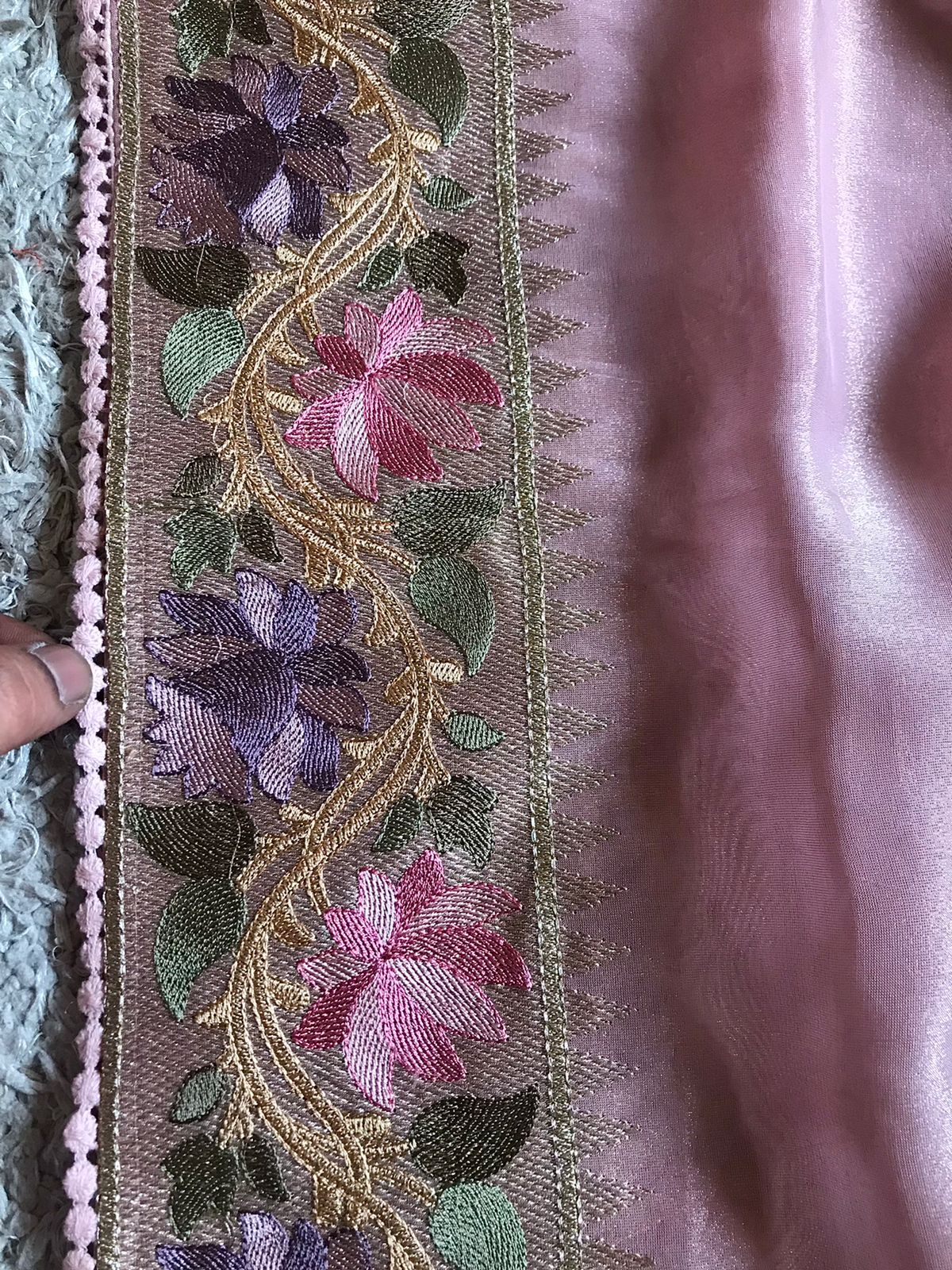 Premium Pure Banarasi Zari Tissue Silk Saree with Lotus Embroidery