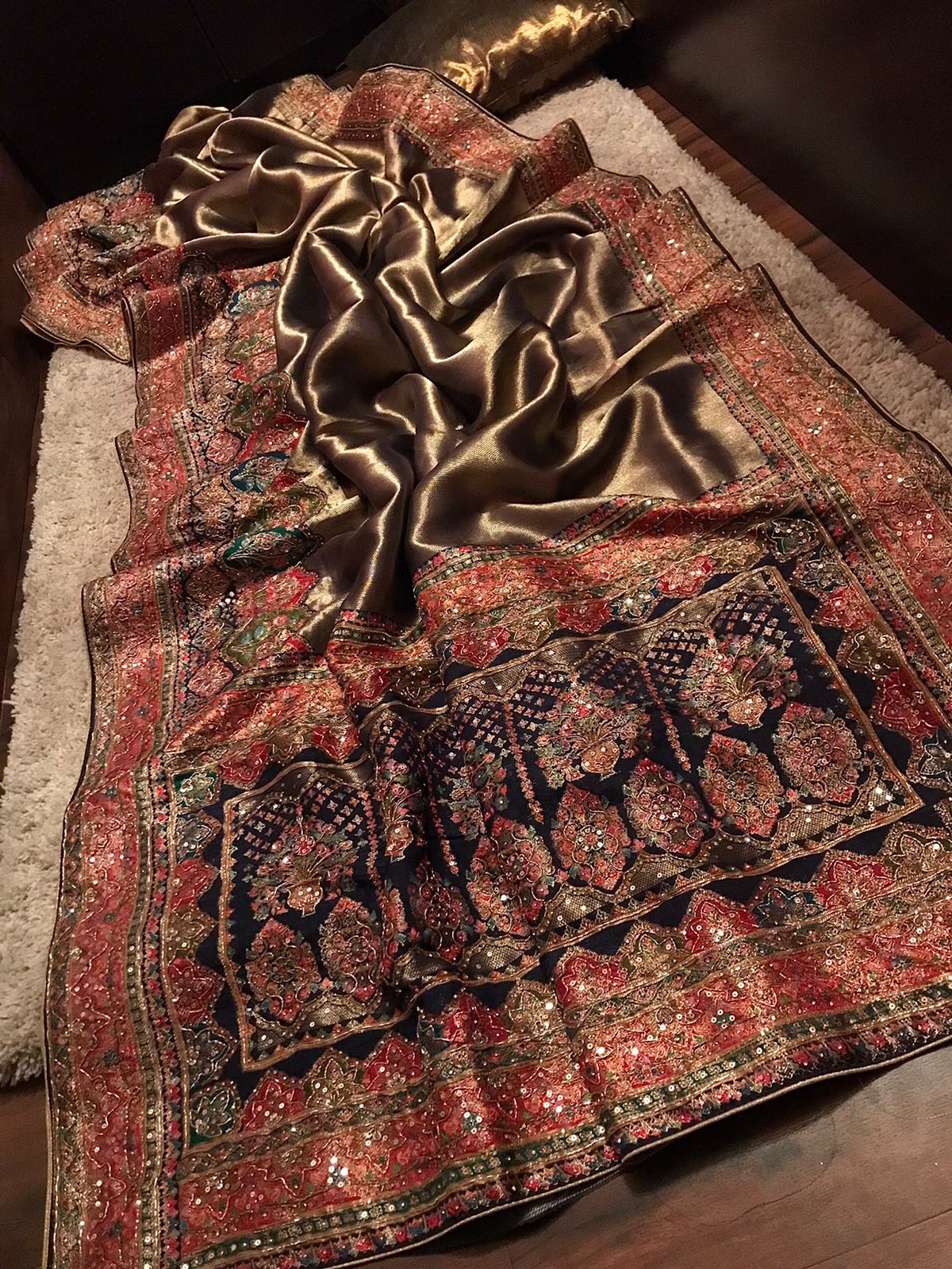 Heritage Kashmiri Pure Kani Silk Saree with Zardozi Handwork