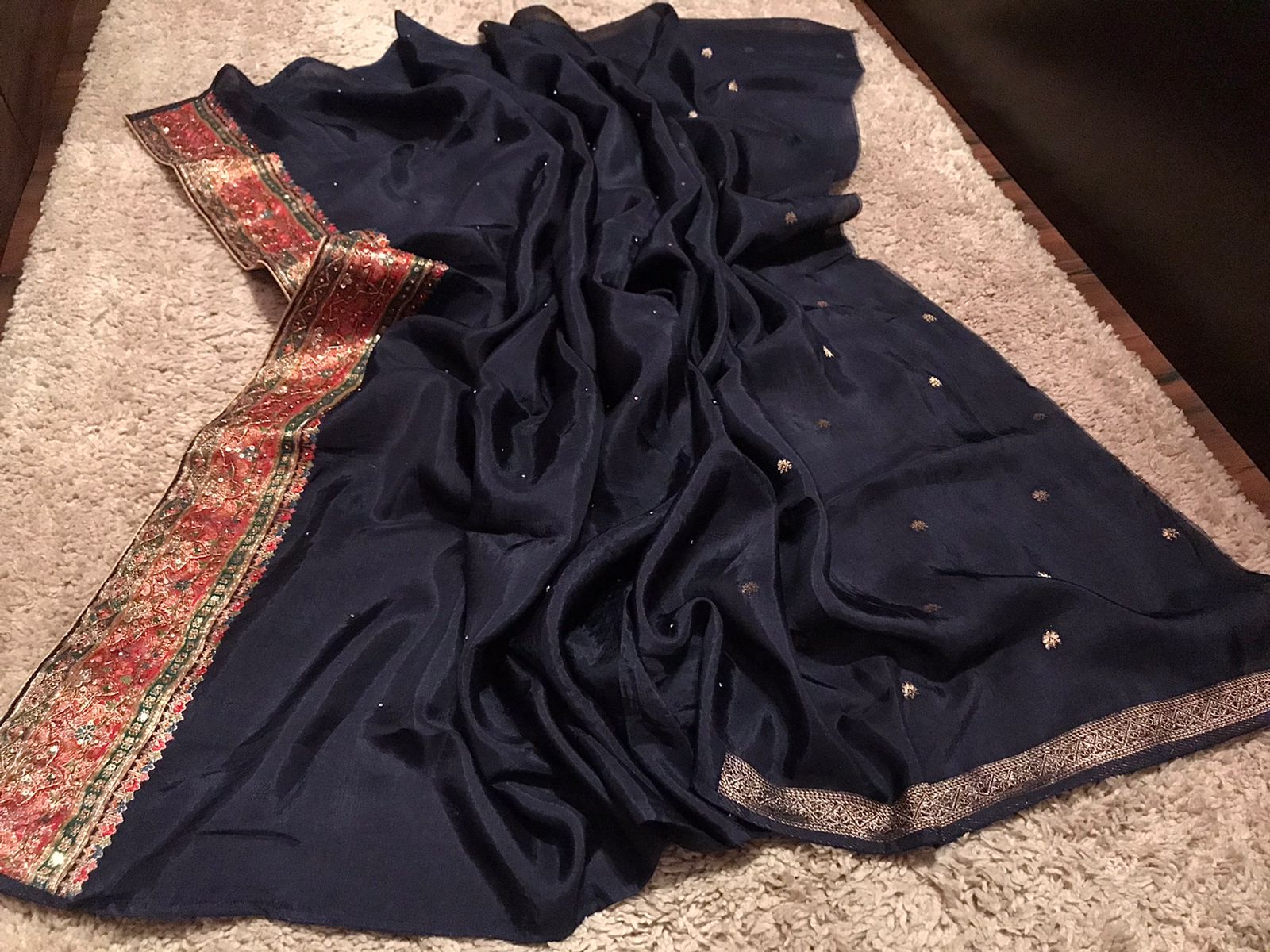 Heritage Kashmiri Pure Kani Silk Saree with Zardozi Handwork