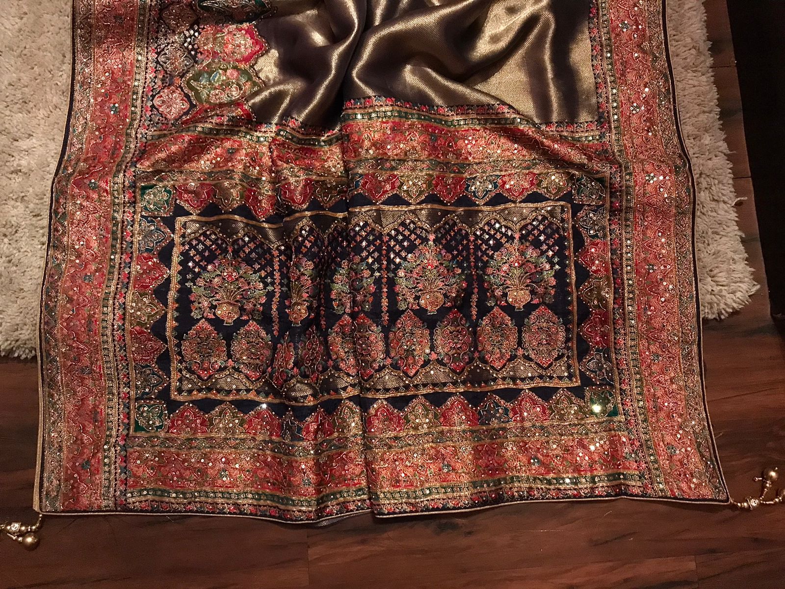 Heritage Kashmiri Pure Kani Silk Saree with Zardozi Handwork