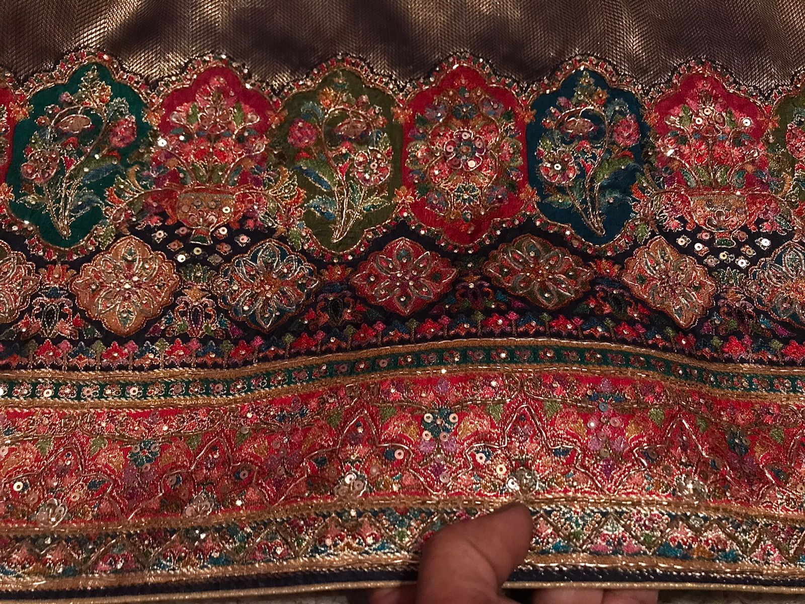 Heritage Kashmiri Pure Kani Silk Saree with Zardozi Handwork