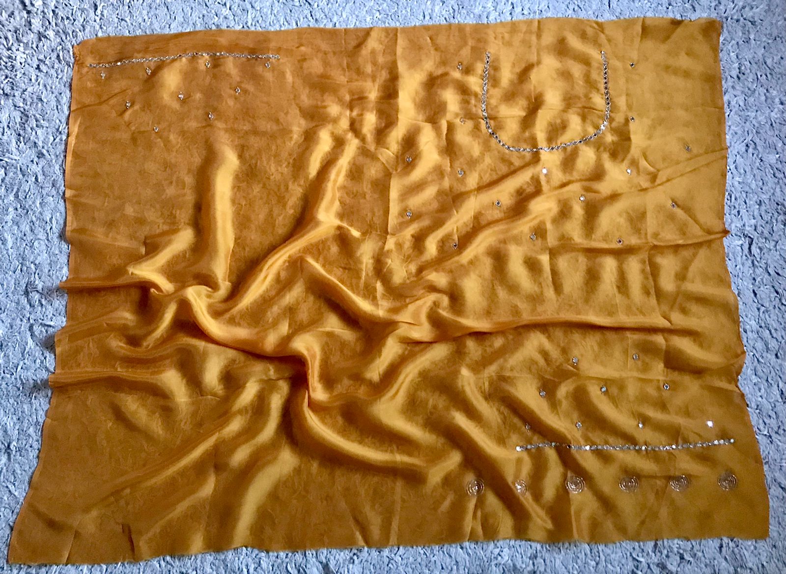 Premium Pure Russian Silk Saree with Original Mirror Handwork