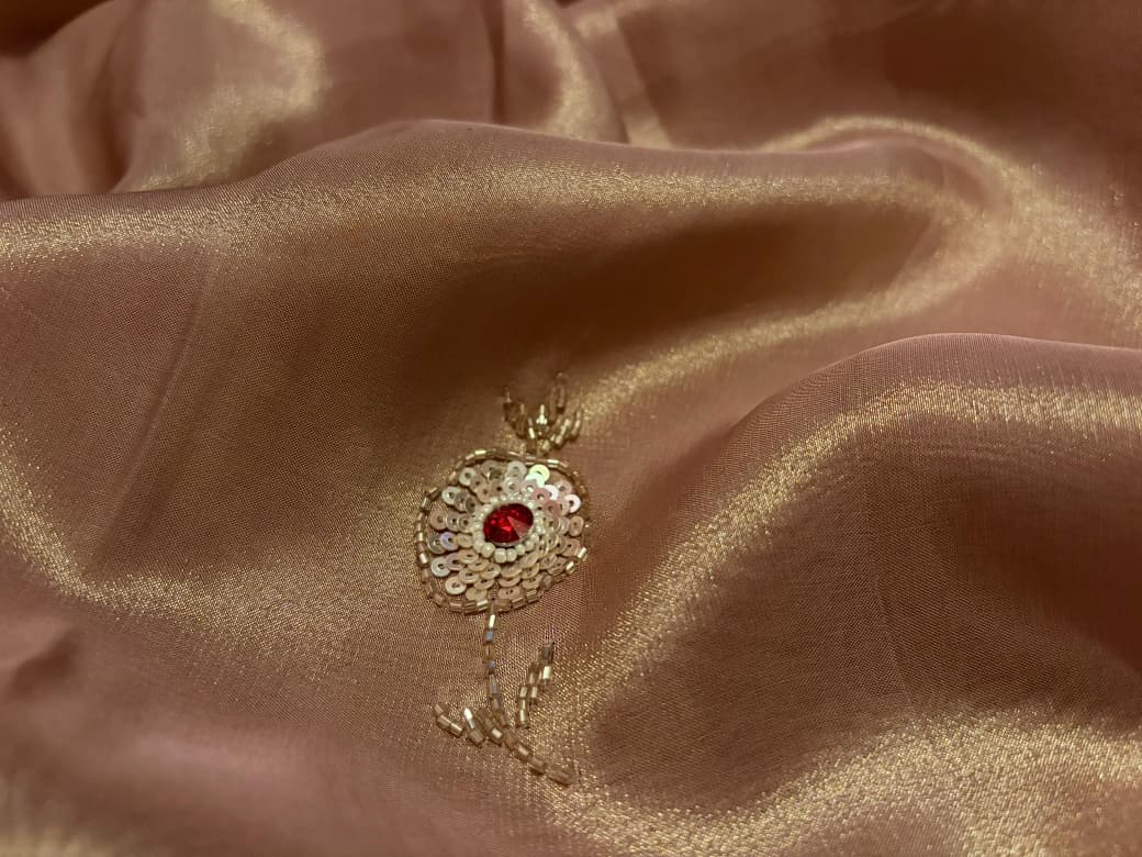 Rekha Ji Inspired Premium Pure Banarasi Zari Tissue Silk Saree with Rich Zardozi Handwork