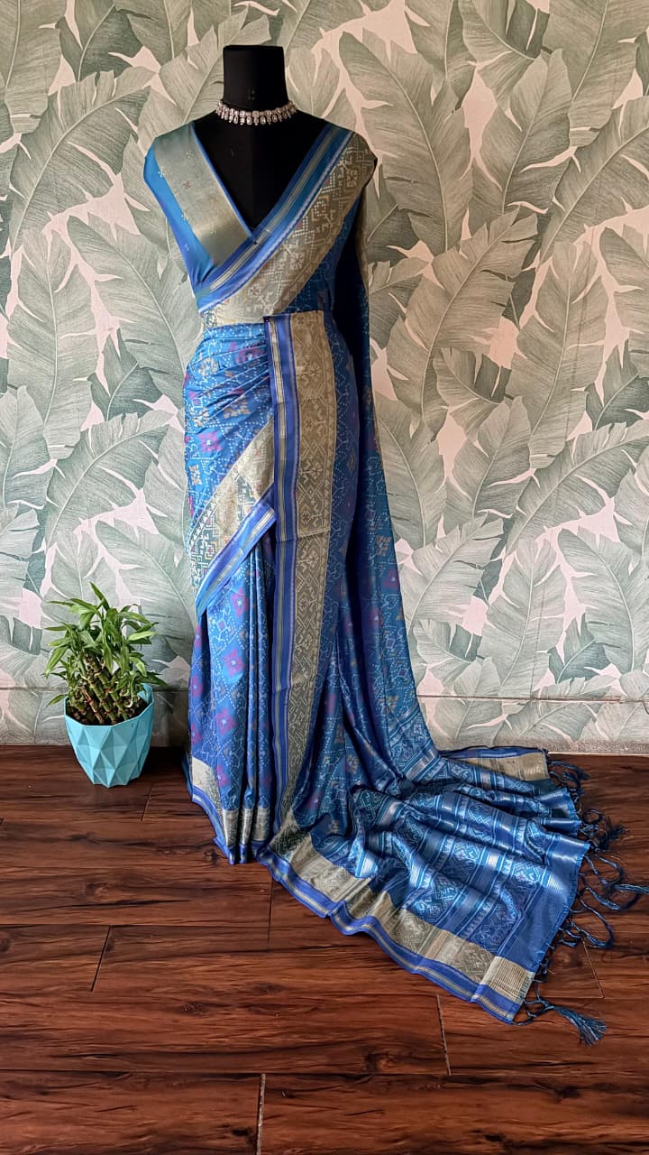 Premium Patan Patola Silk Saree with Intricate Multicoloured Weaving & Signature Patola Motifs