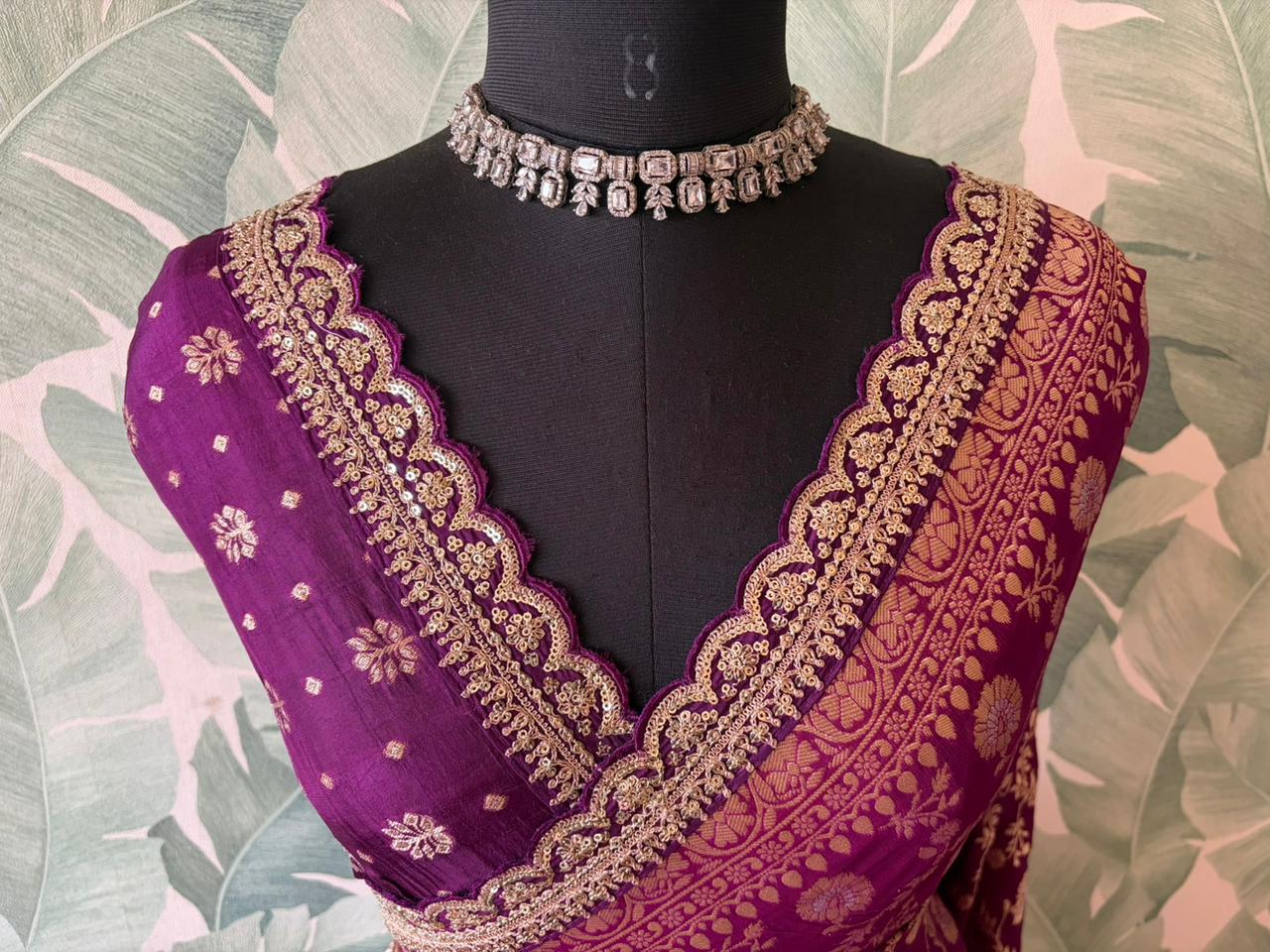 Sabyasachi inspired premium banarasi khaddi georgette with gold n silver zari