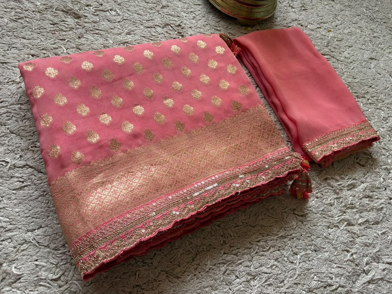 Premium Pure Banarasi Khaddi Georgette Silk Saree Embellished With Zari Weaving Jaal