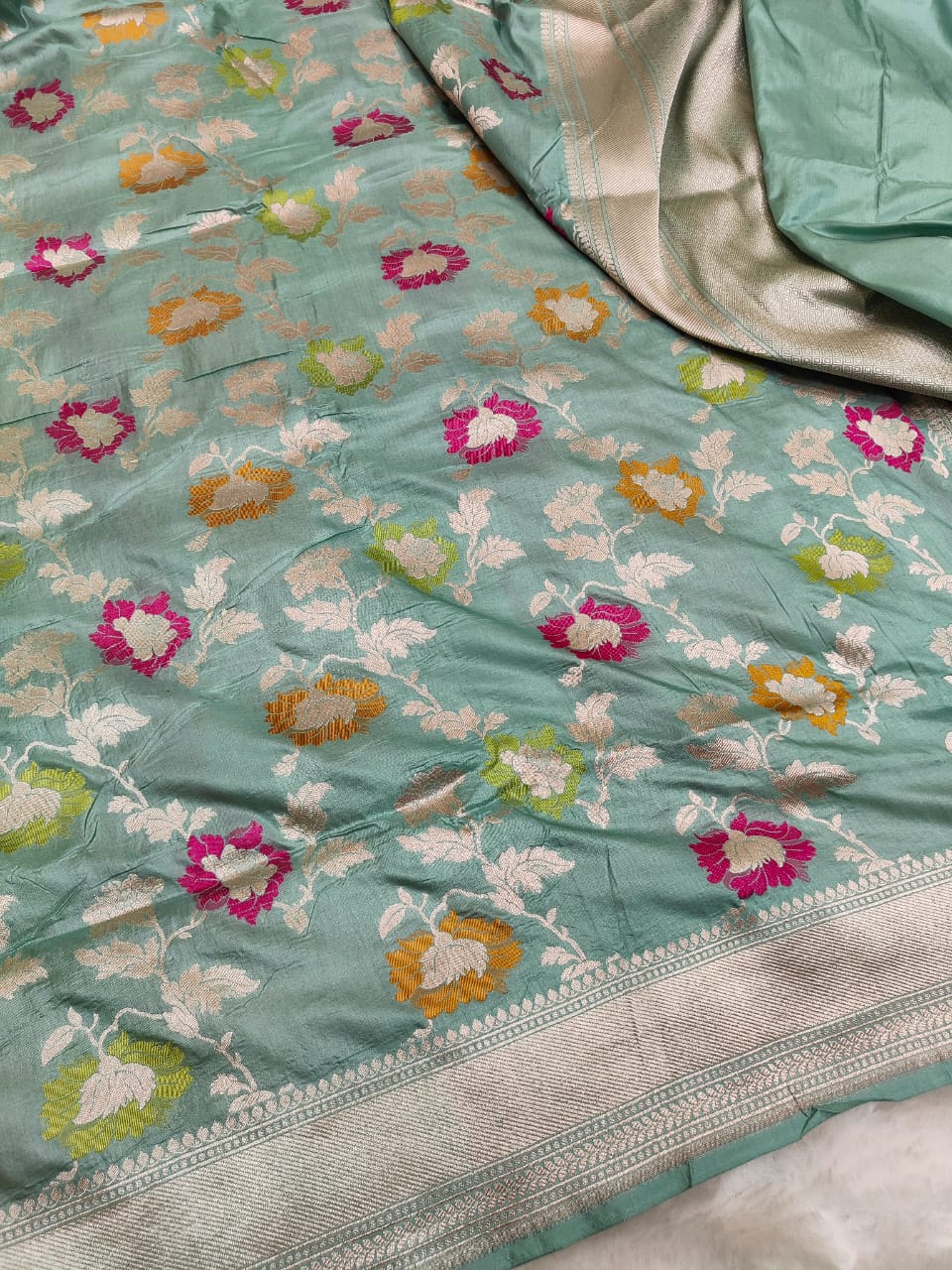 BEAUTIFUL HANDLOOM BANARASI PURE KATAN SILK THILFI MEENAKARI WOVEN SAREES  WITH SILK MARK CERTIFICATE