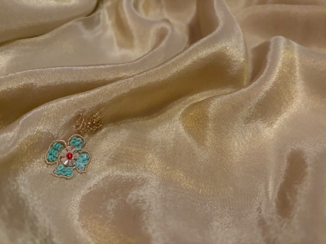 Premium Pure Banarasi Zari Tissue Silk Saree With Intricate Zardozi Handwork Running Blouse Piece