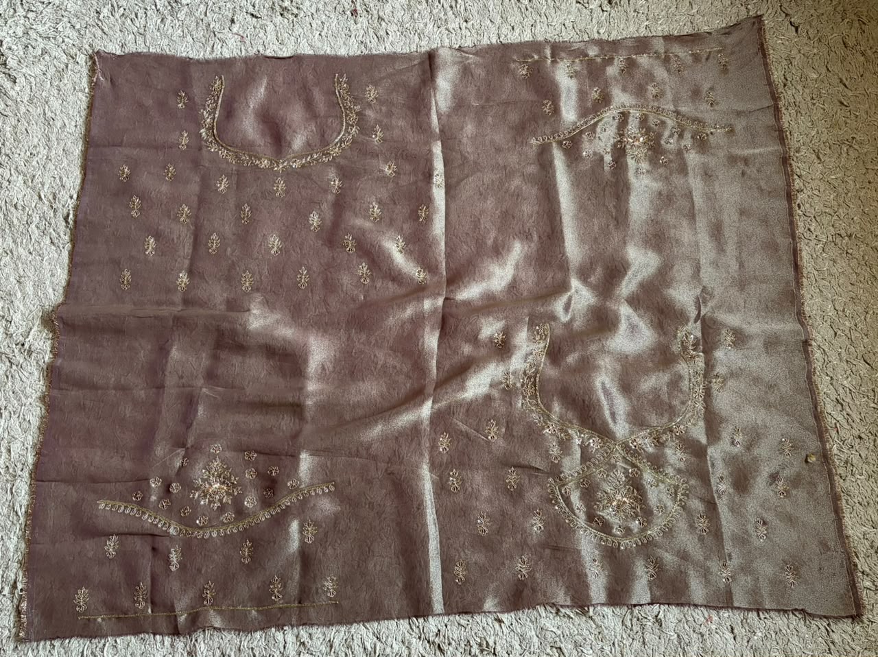Golden Yellow & Violet Premium Pure Zari Banarasi Tissue Silk sarees embellished with intricate zardozi handwork with running designer zardozi handwork bp