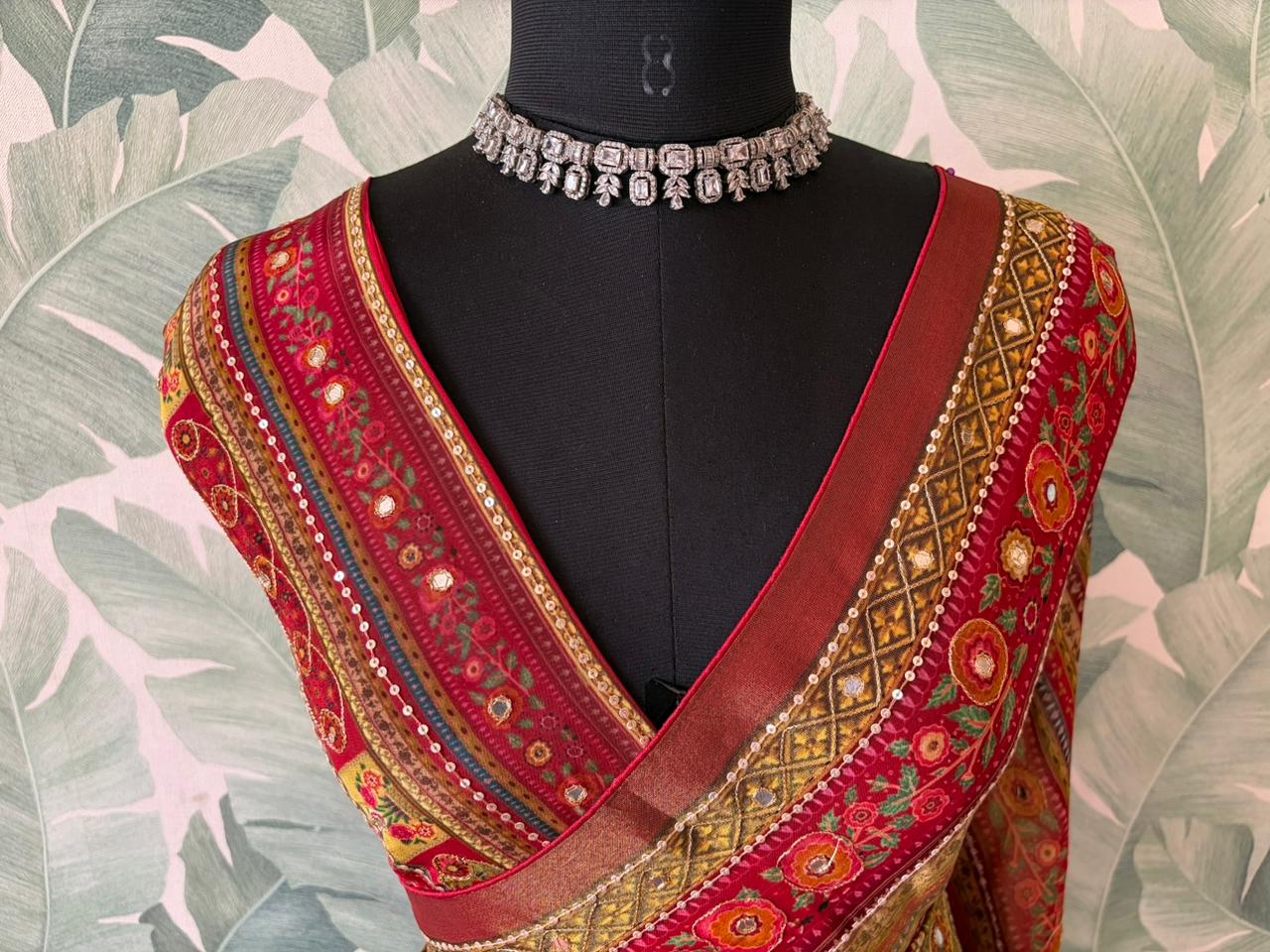 Kriti Sanon Inspired Premium Pure Banarasi Zari Tissue Silk saree with zari work embellished with sequins foil mirror handwork