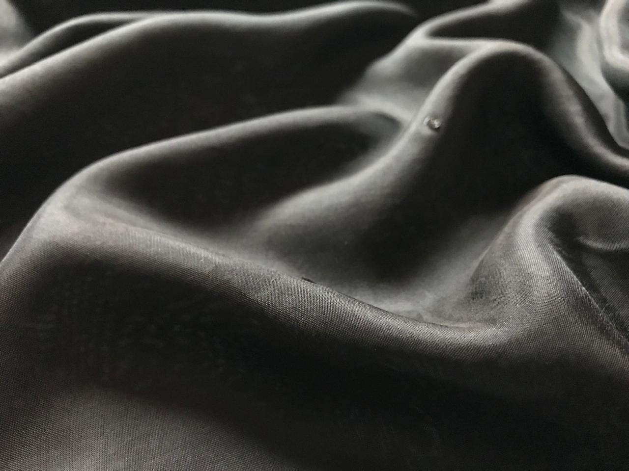 Black Premium Pure Satin Organza Silk drapes of luxury embellished with pearl sequins handwork