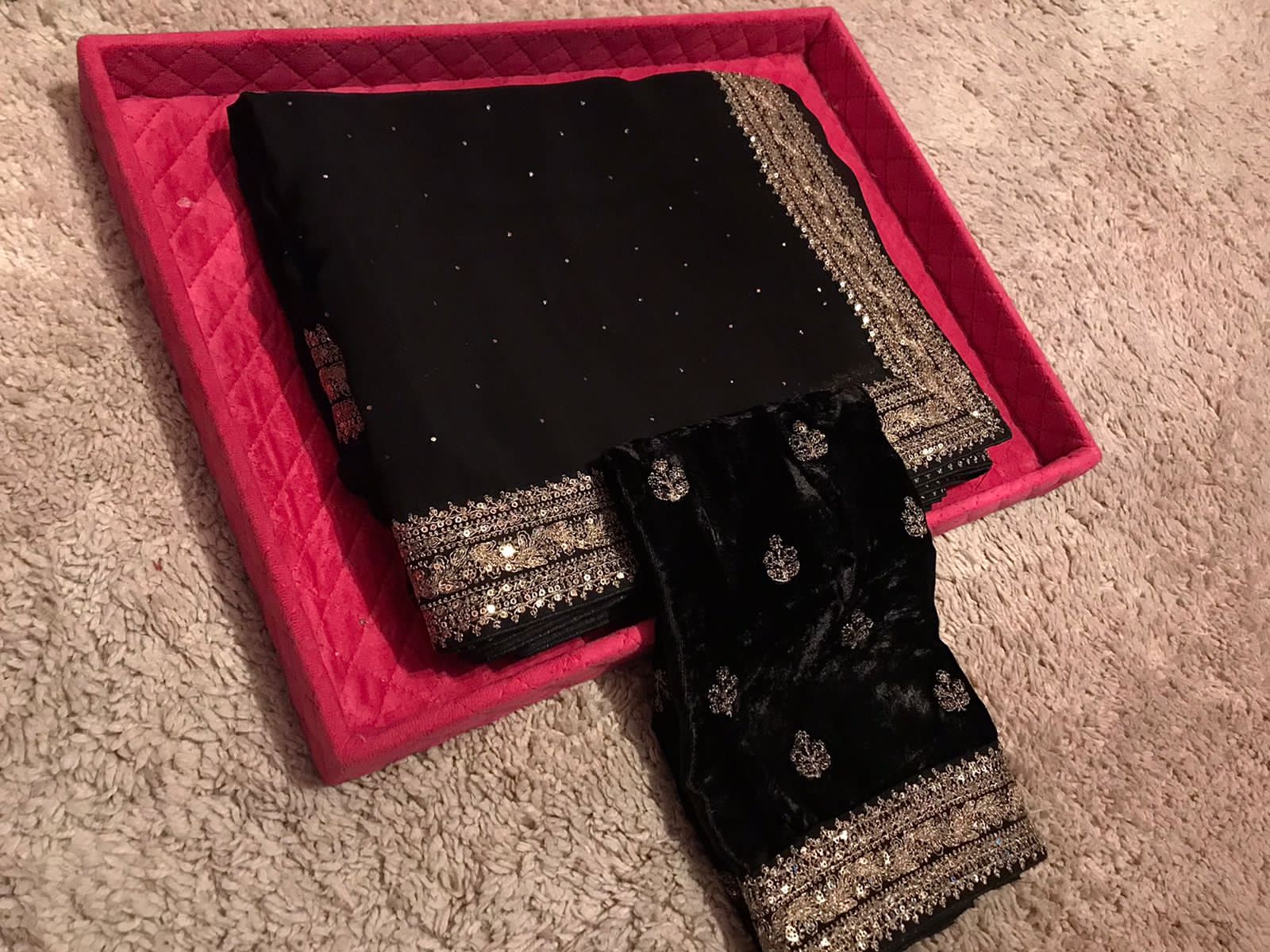 Sabyasachi Inspired Exclusive Black Premium Pure Organza Silk Saree Embellished With Luxurious Mukaish Handwork, Embellished With Classic Sabyasachi Zari Lace Border & Butter Soft Velvet BP