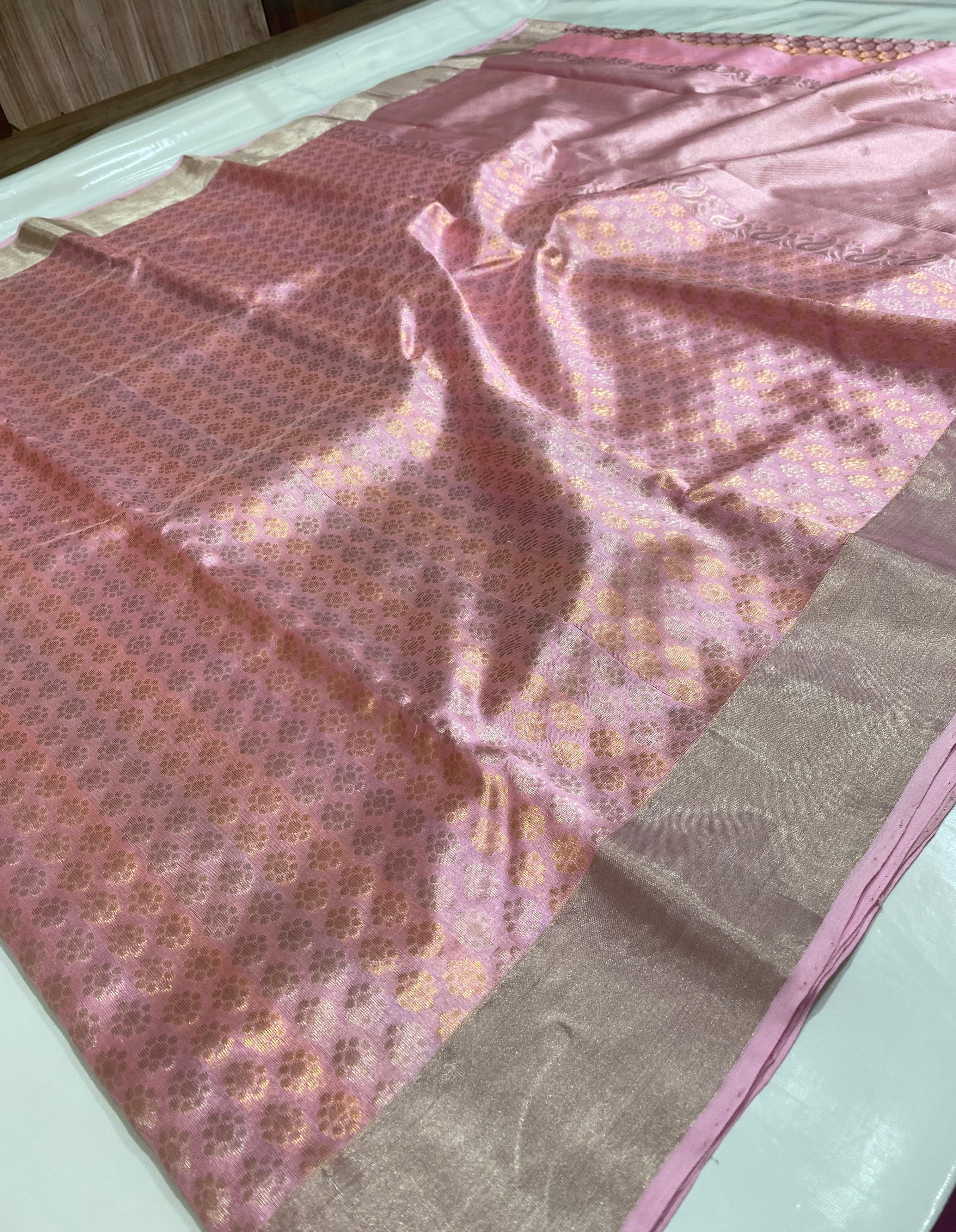 Chanderi Handloom Pattu Silk Saree With Blouse