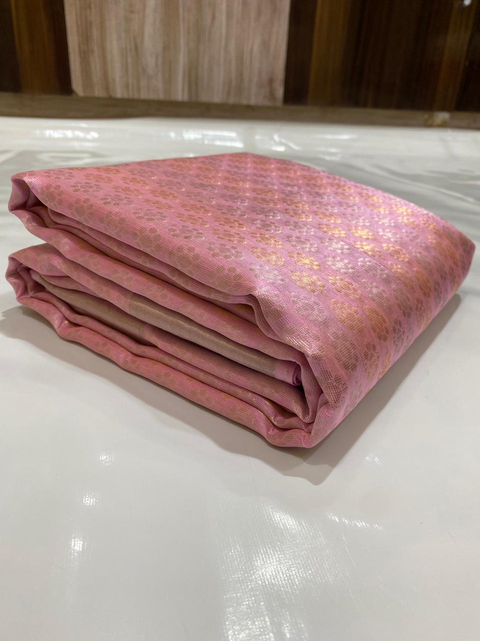 Chanderi Handloom Pattu Silk Saree With Blouse