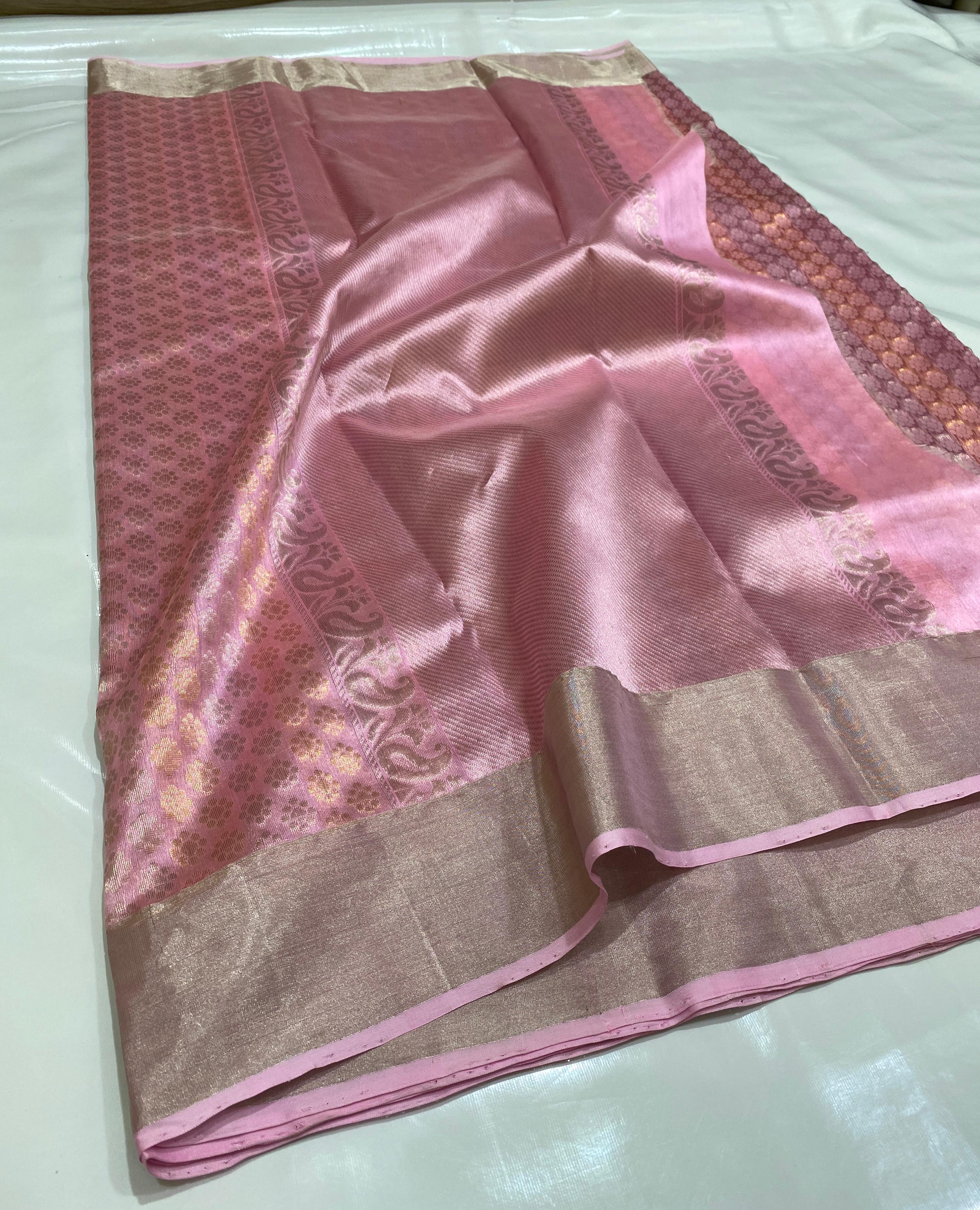 Chanderi Handloom Pattu Silk Saree With Blouse