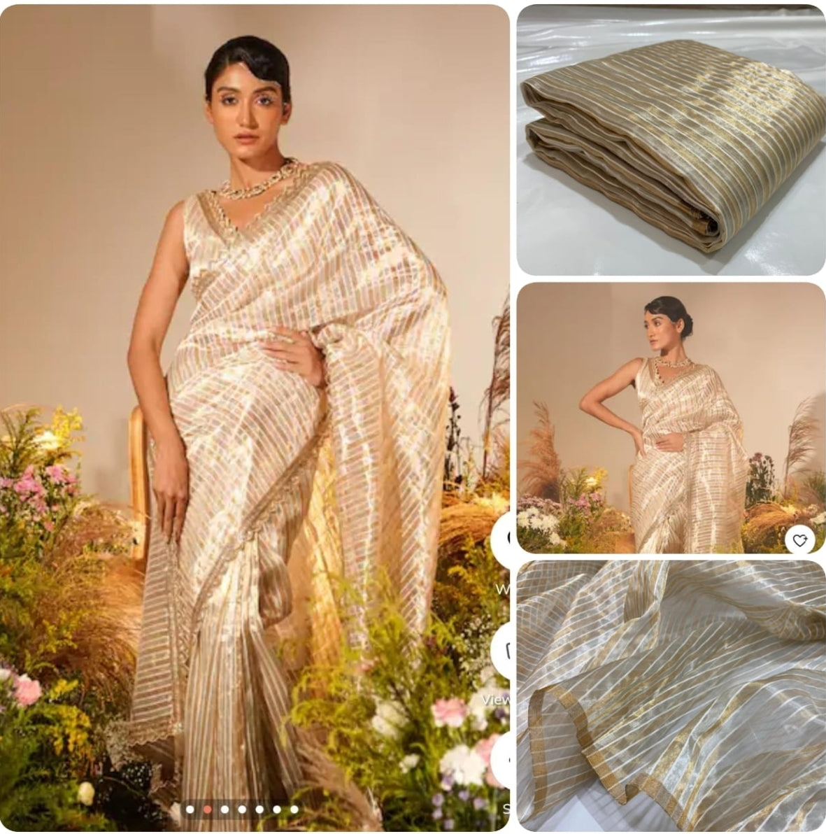 Chanderi Handloom Tishu Silk Saree With Blouse