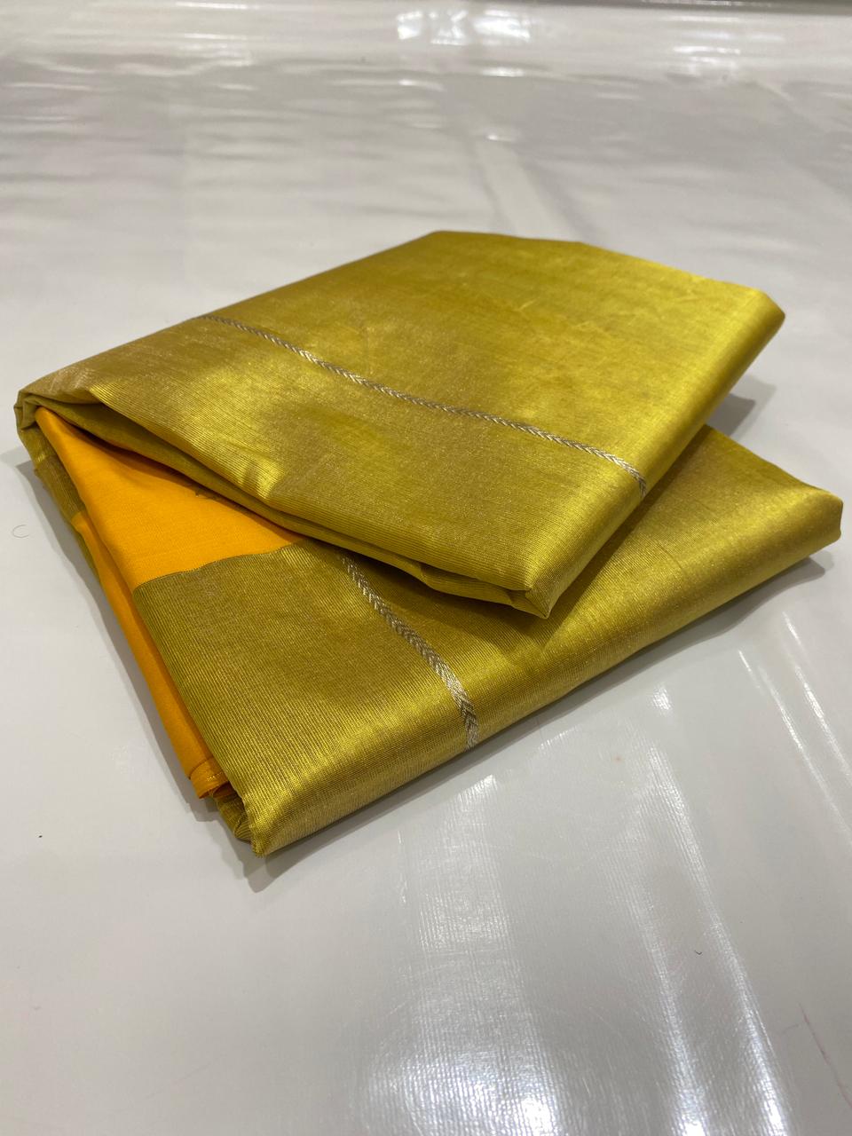 Chanderi Handloom Pattu Tissue Silk Saree With Blouse