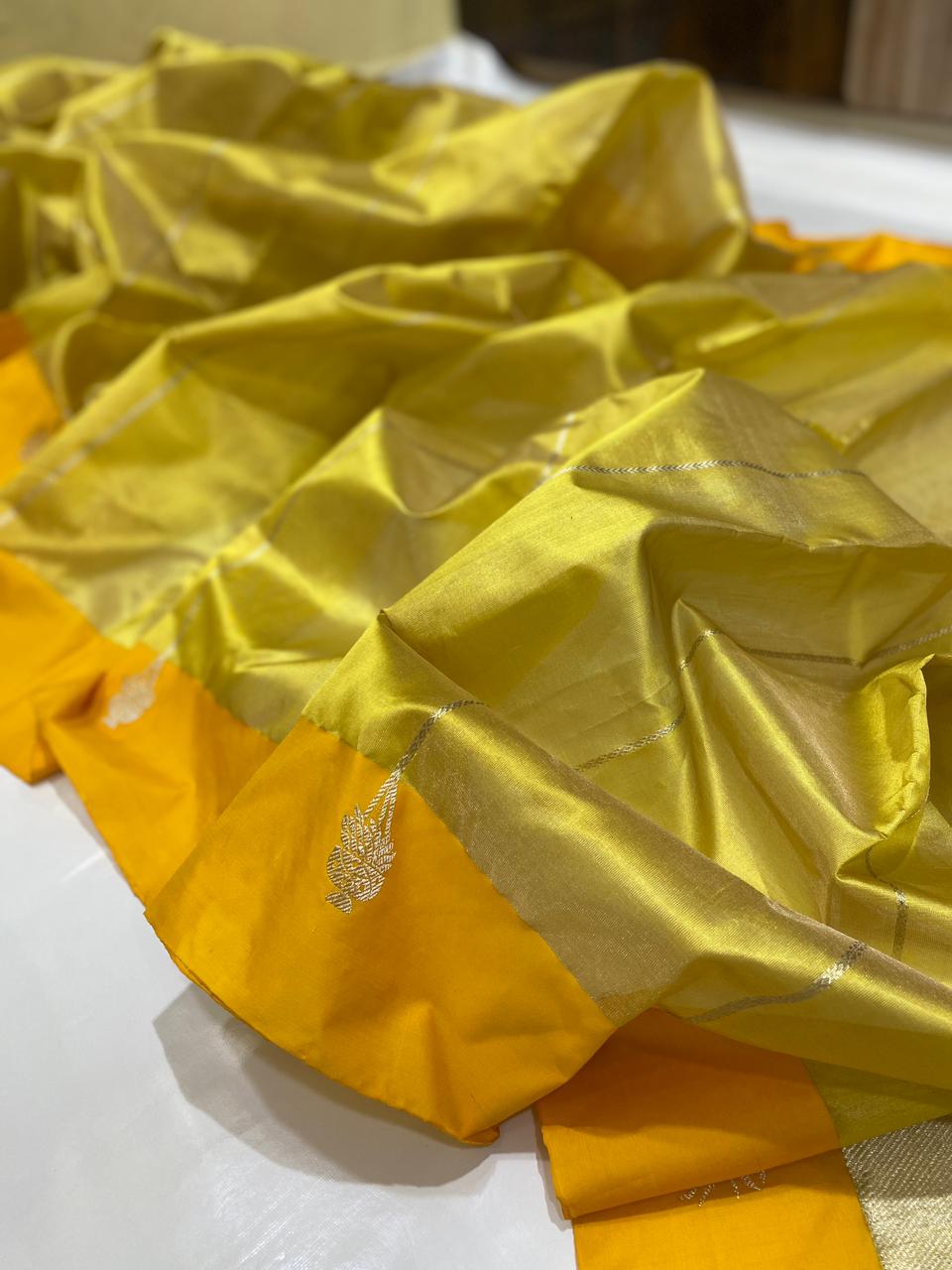 Chanderi Handloom Pattu Tissue Silk Saree With Blouse