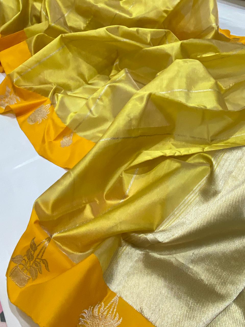 Chanderi Handloom Pattu Tissue Silk Saree With Blouse