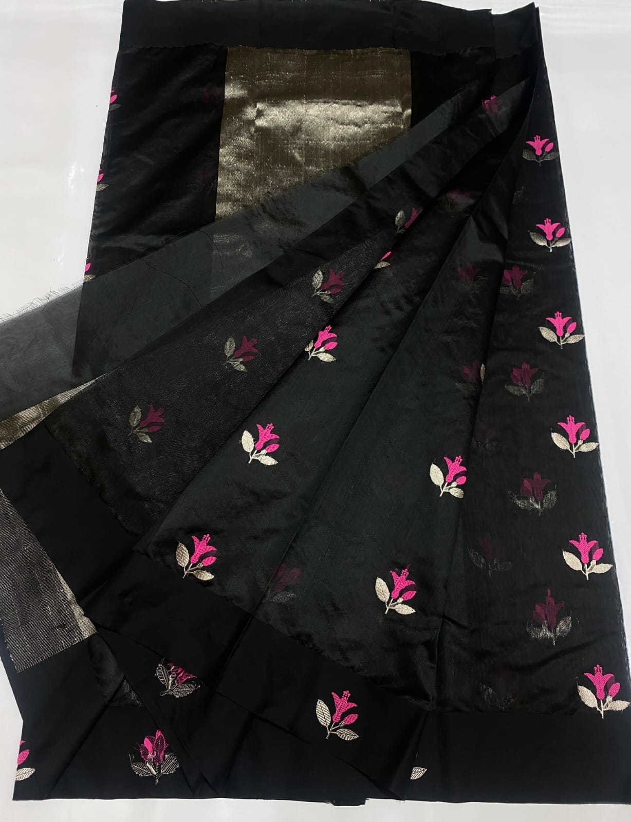 Chanderi Handloom Pattu Tissue Silk Saree With Blouse