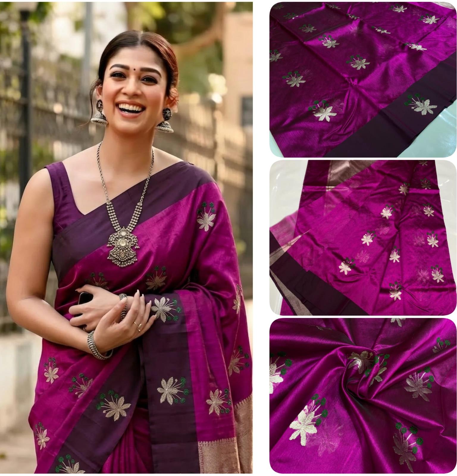 Chanderi Handloom Pattu Tissue Silk Saree With Blouse