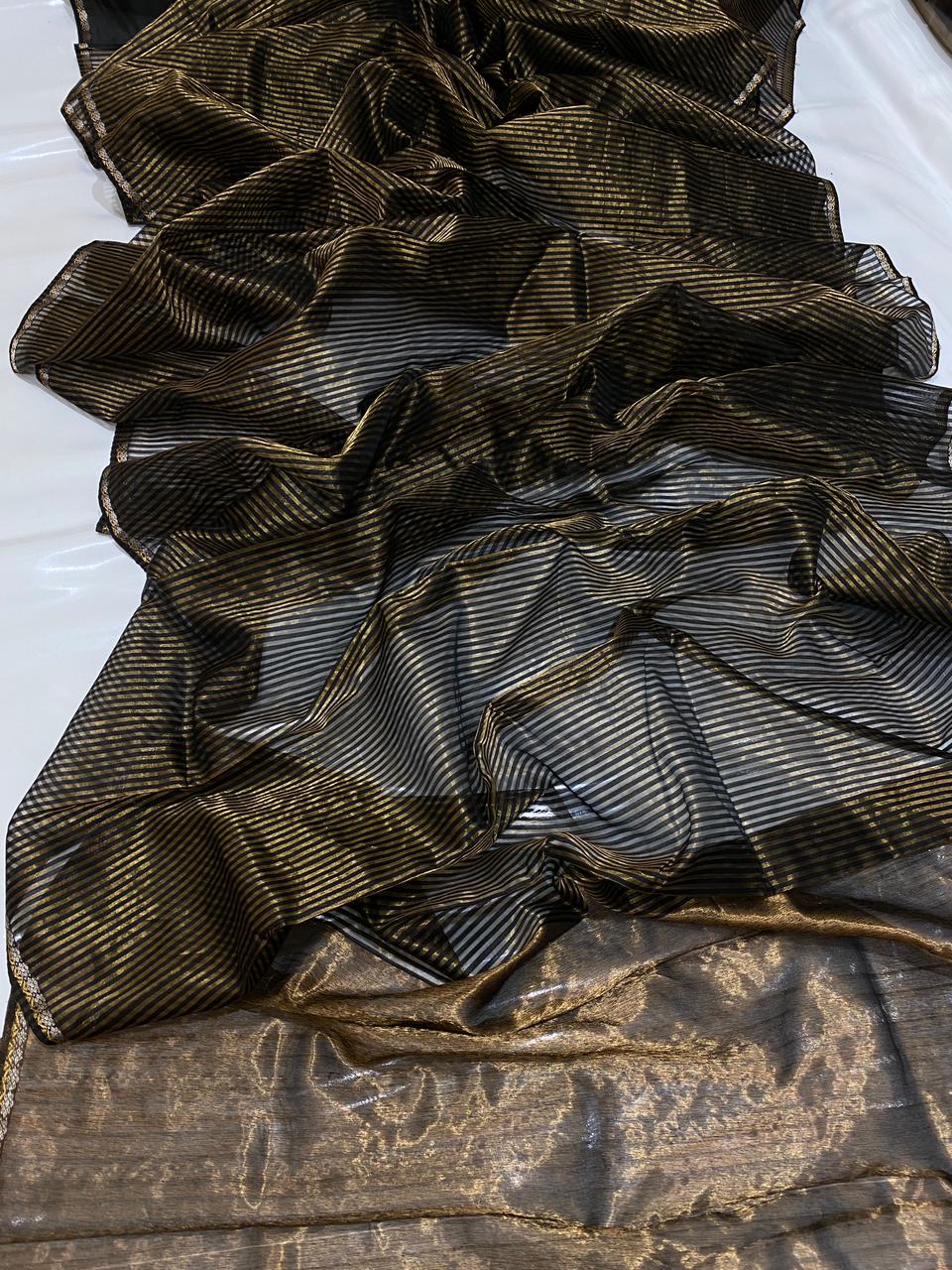 Chanderi Handloom Pattu Silk Saree With Blouse