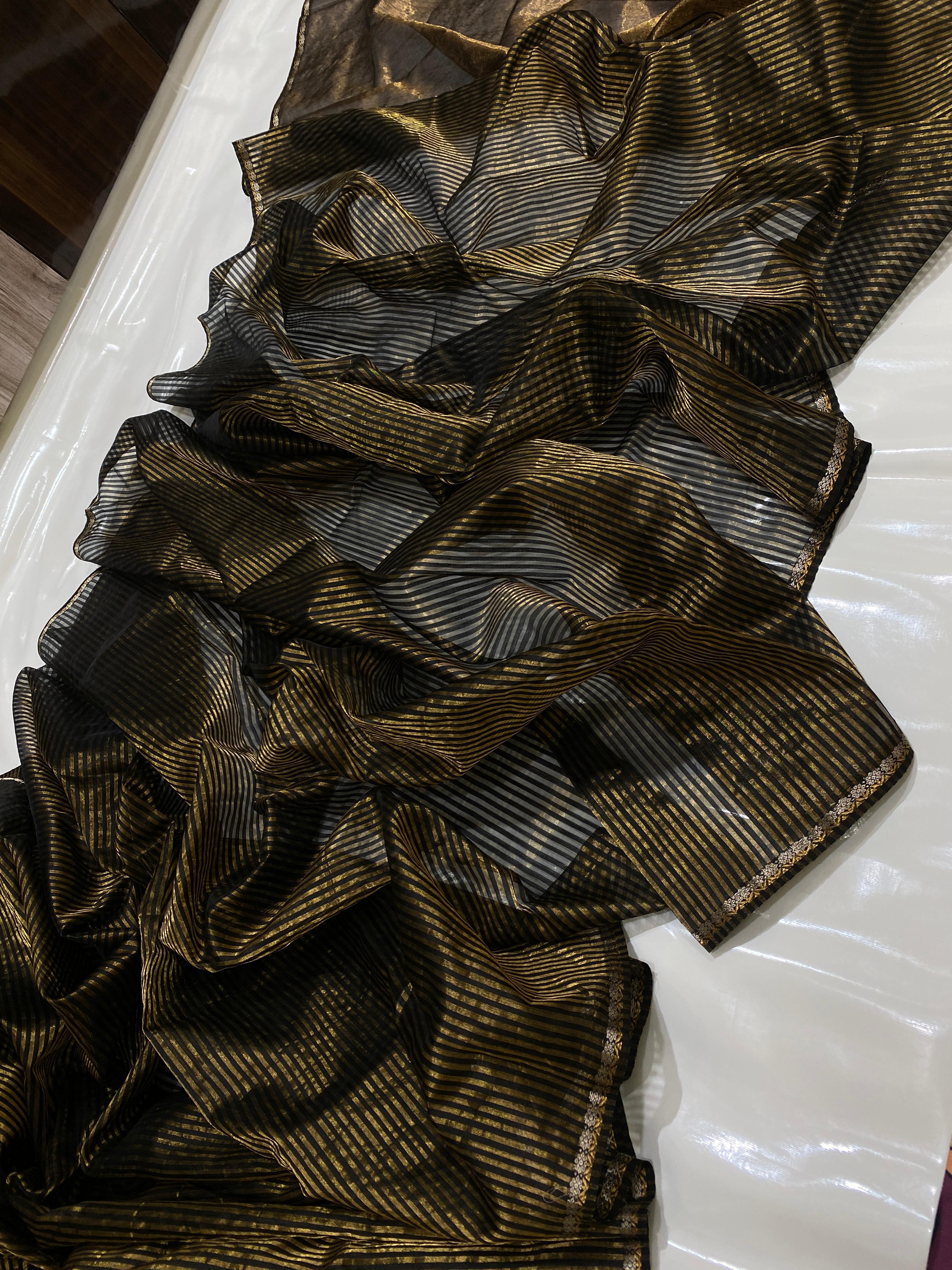 Chanderi Handloom Pattu Silk Saree With Blouse