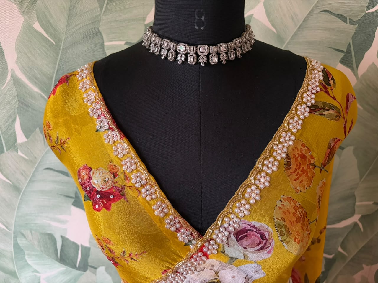 Pink Premium Pure Chinnon Crepe Silk Saree Embellished With Zzardozi Pearl Cut Daana Handwork & Pure Chinnon Handwork Bp