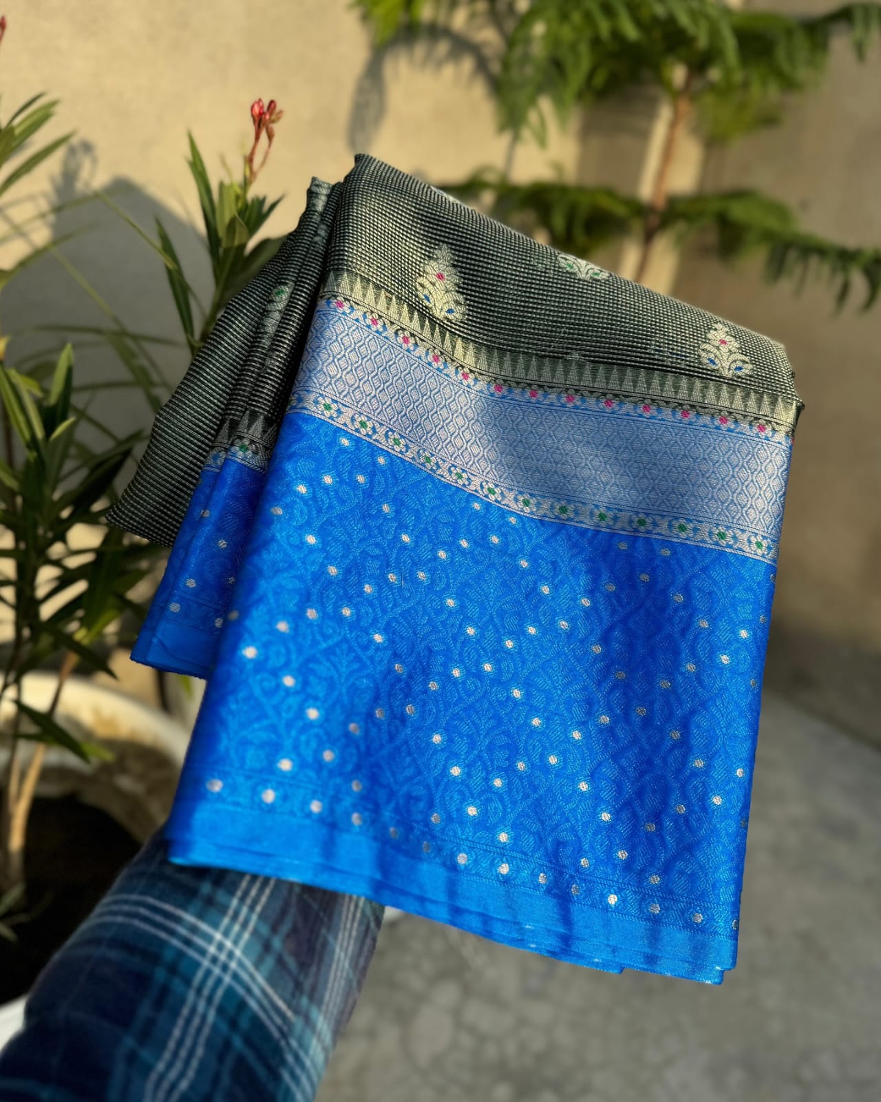 Beautiful Soft Semi Georgette Silk Woven Premium Quality Dyeable Saree featuring delicate woven zari motifs, an elegant contrast woven border, soft lightweight fabric, and a matching blouse piece, perfect for weddings, festive occasions, and custom dyeing.