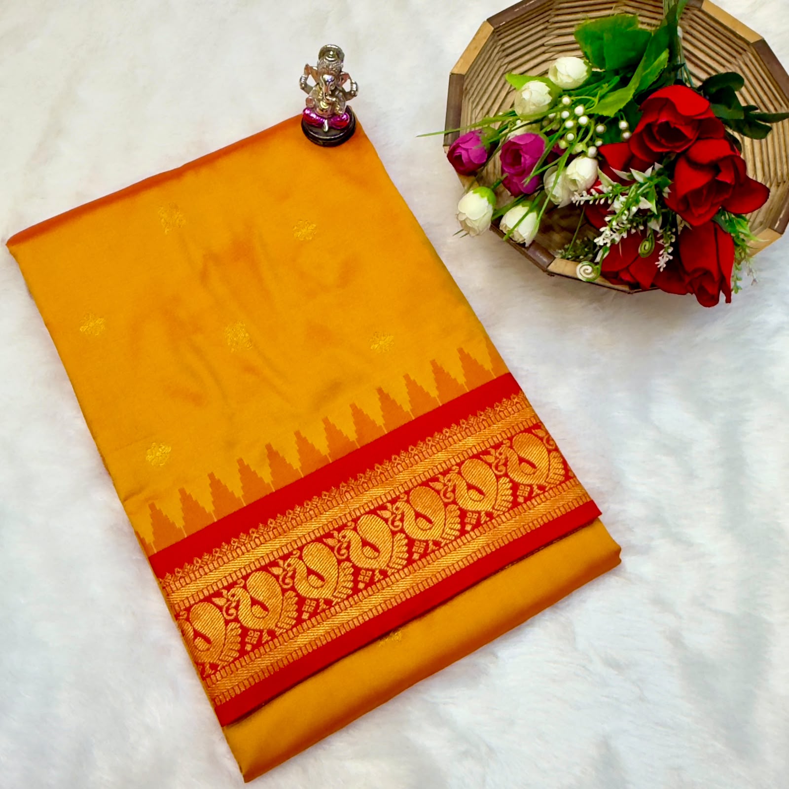 Festive Half Silk Gadwal Paithani Saree With Exclusive Contrast Blouse